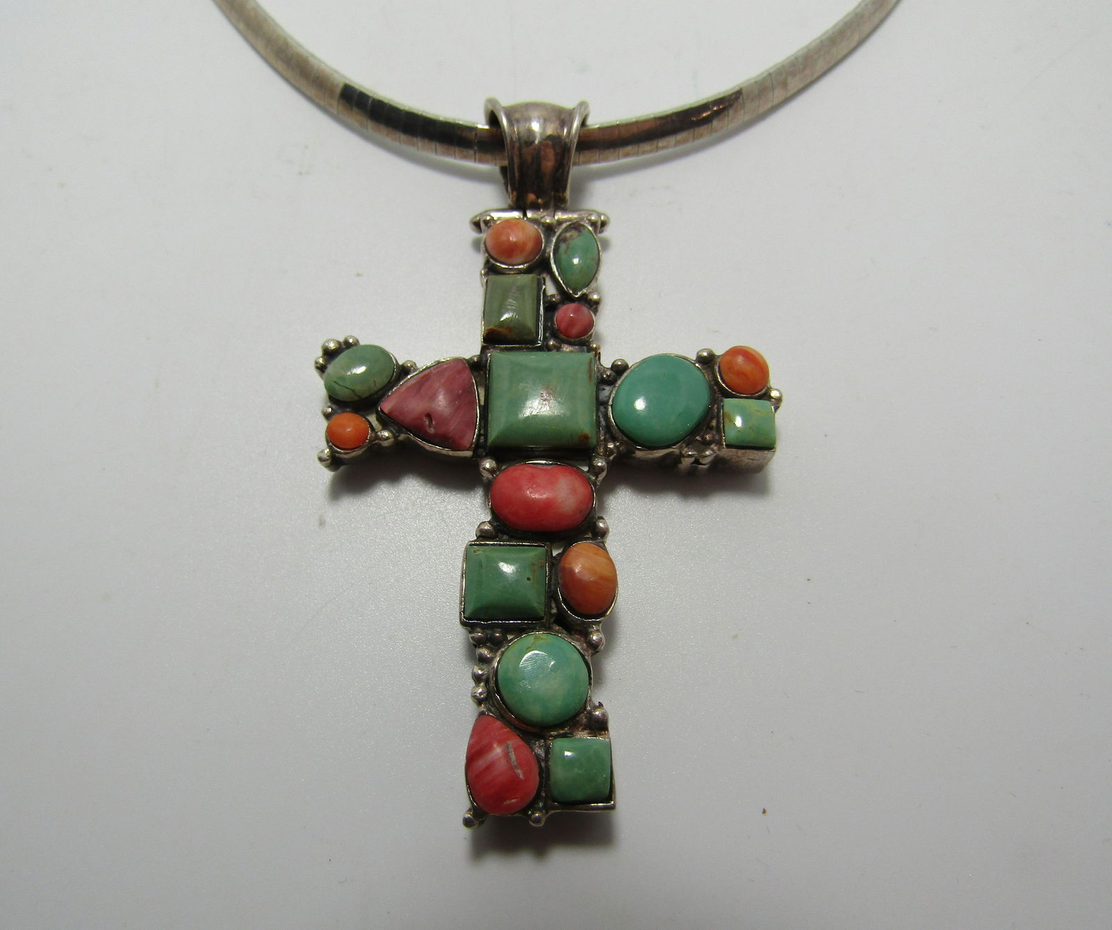 ROYSTON TURQUOISE STERLING CROSS NECKLACE (1 of 4)