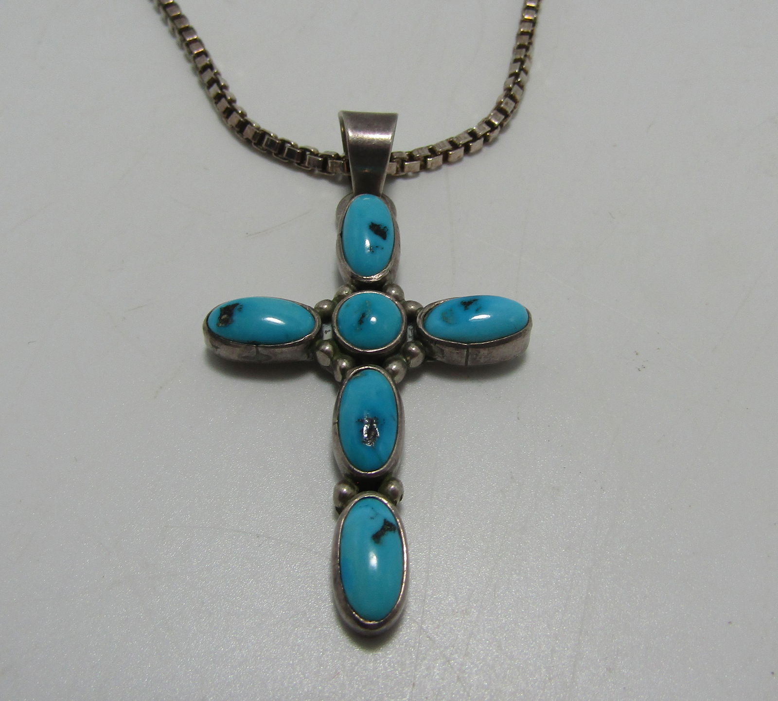 E DELGARITO TURQUOISE STERLING CROSS NECKLACE (1 of 3)