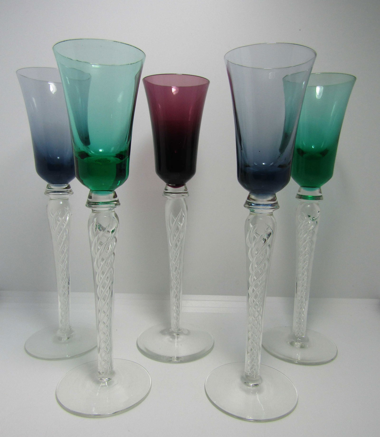 5 AIR TWIST STEM CORDIAL CRYSTAL GLASS SWIRLETTE (1 of 5)