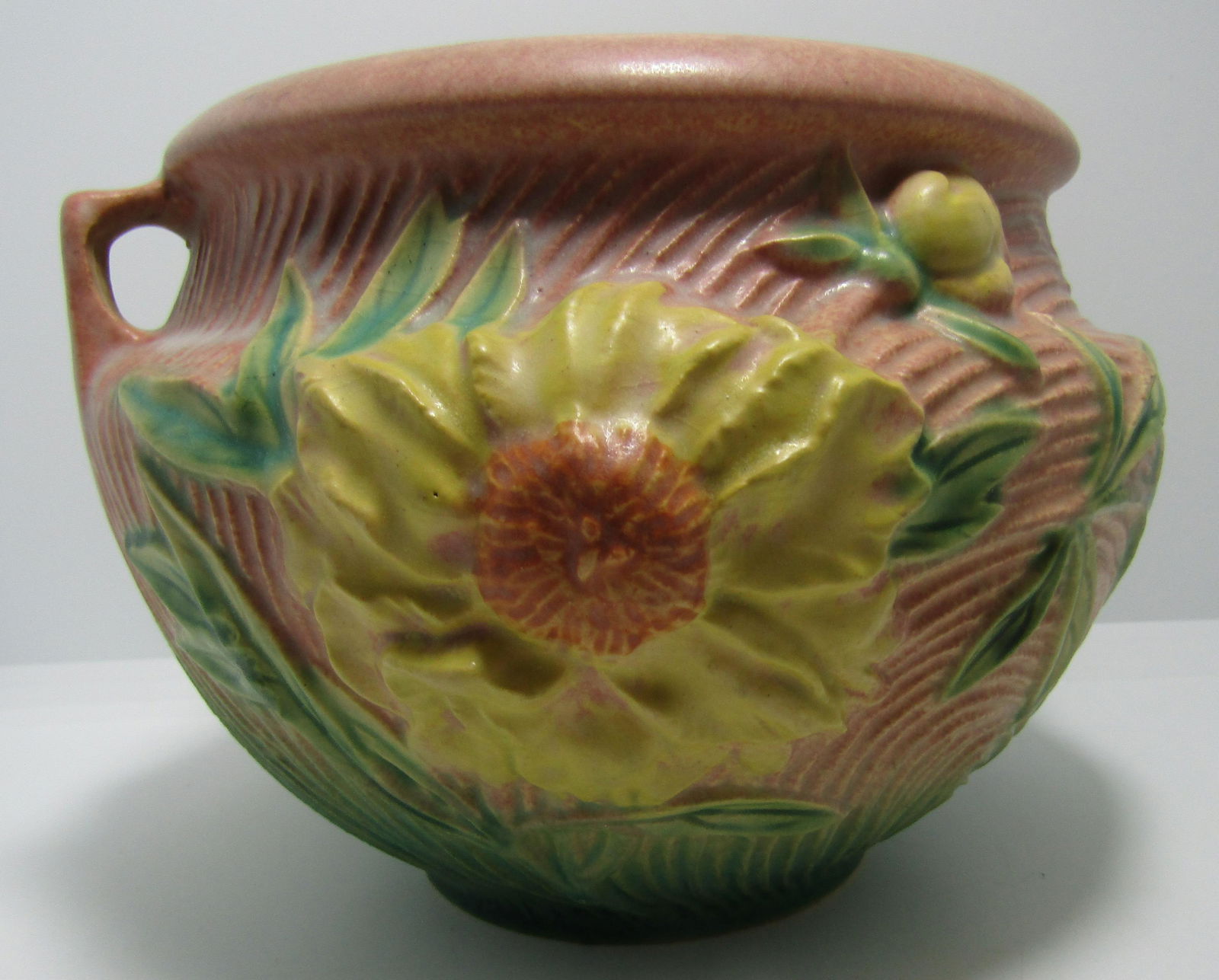 ROSEVILLE #661-5 POTTERY PINK PEONY JARDINIERE POT (1 of 7)