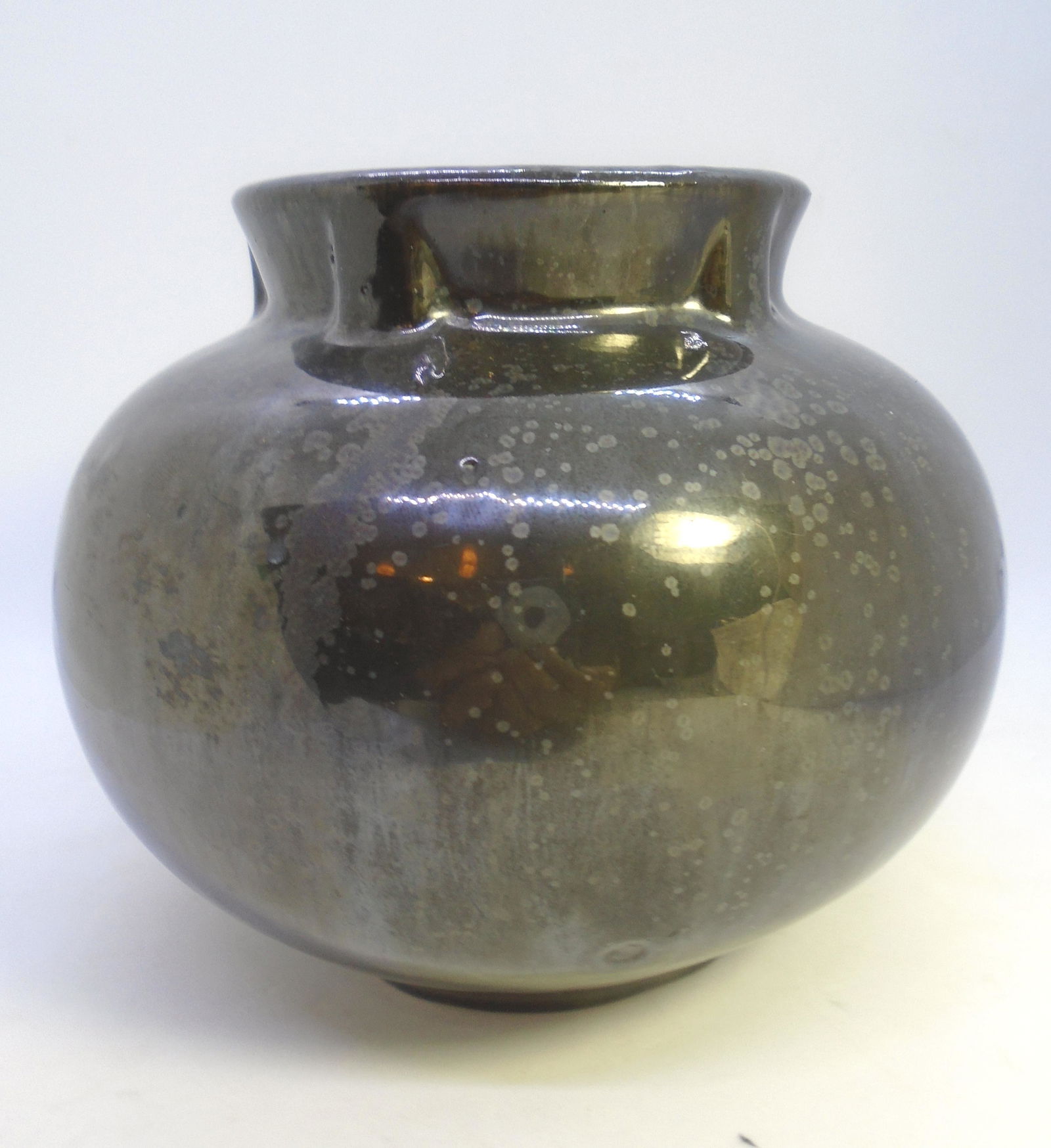 SIGNED FULPER ART POTTERY VASE BLACK MIRROR GLAZE (1 of 5)