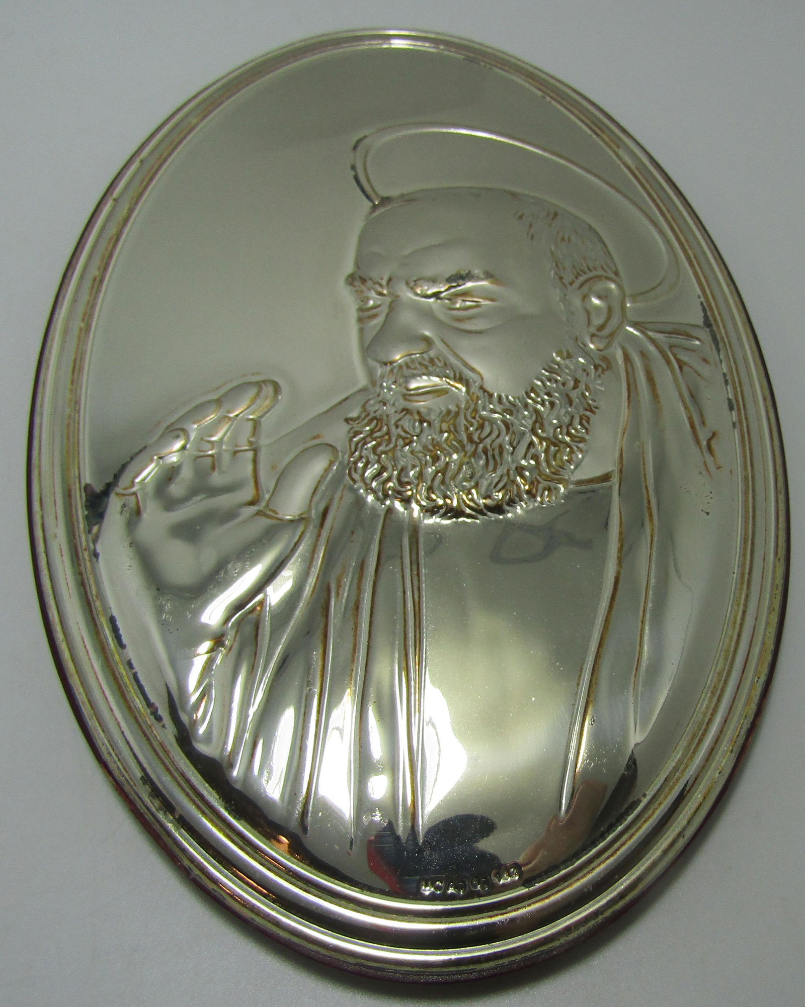 ST PADRE PIO STERLING SILVER WALL PLAQUE 8"X5" (1 of 4)