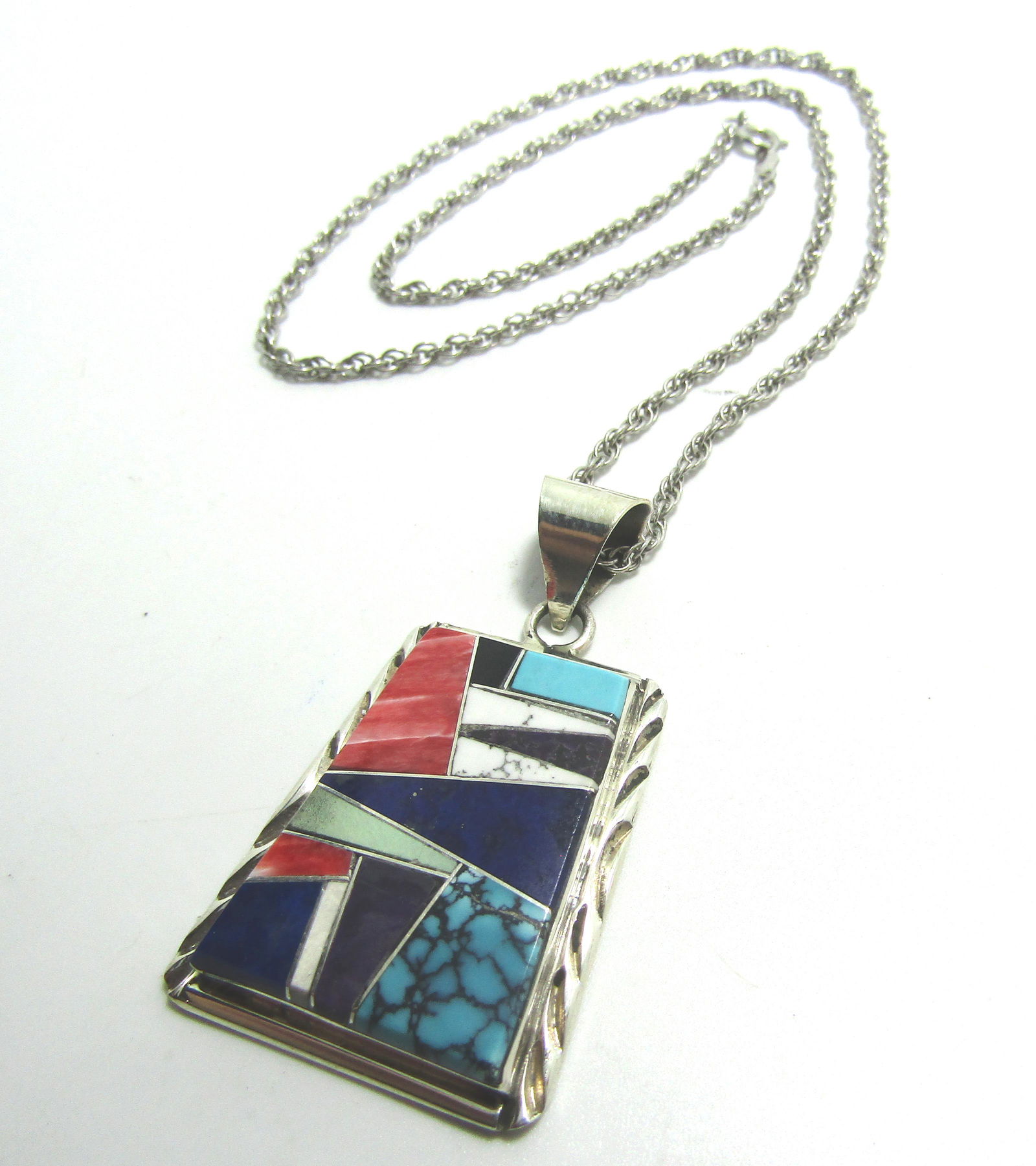 ARNOLD YAZZIE STERLING INLAID MULTISTONE NECKLACE (1 of 4)