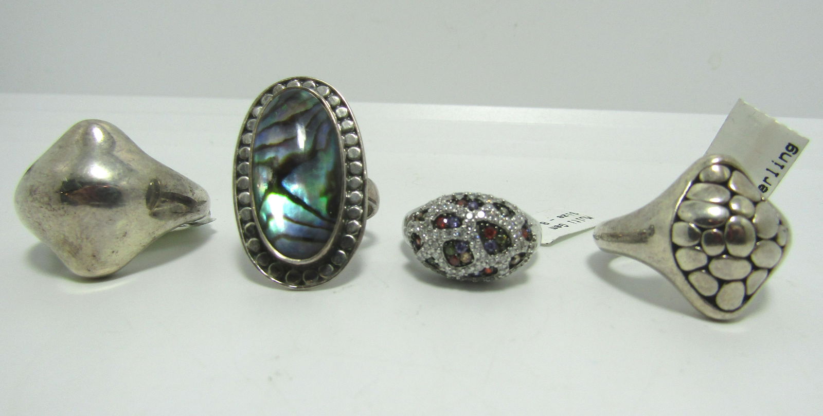 4 STERLING SILVER RINGS ABALONE MULTICOLOR SIZE 8 (1 of 3)