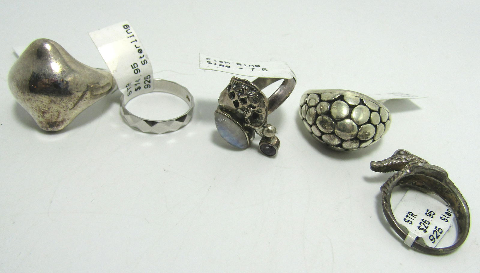 5 STERLING SILVER RINGS ALLIGATOR BLUE QUARTZ (1 of 3)