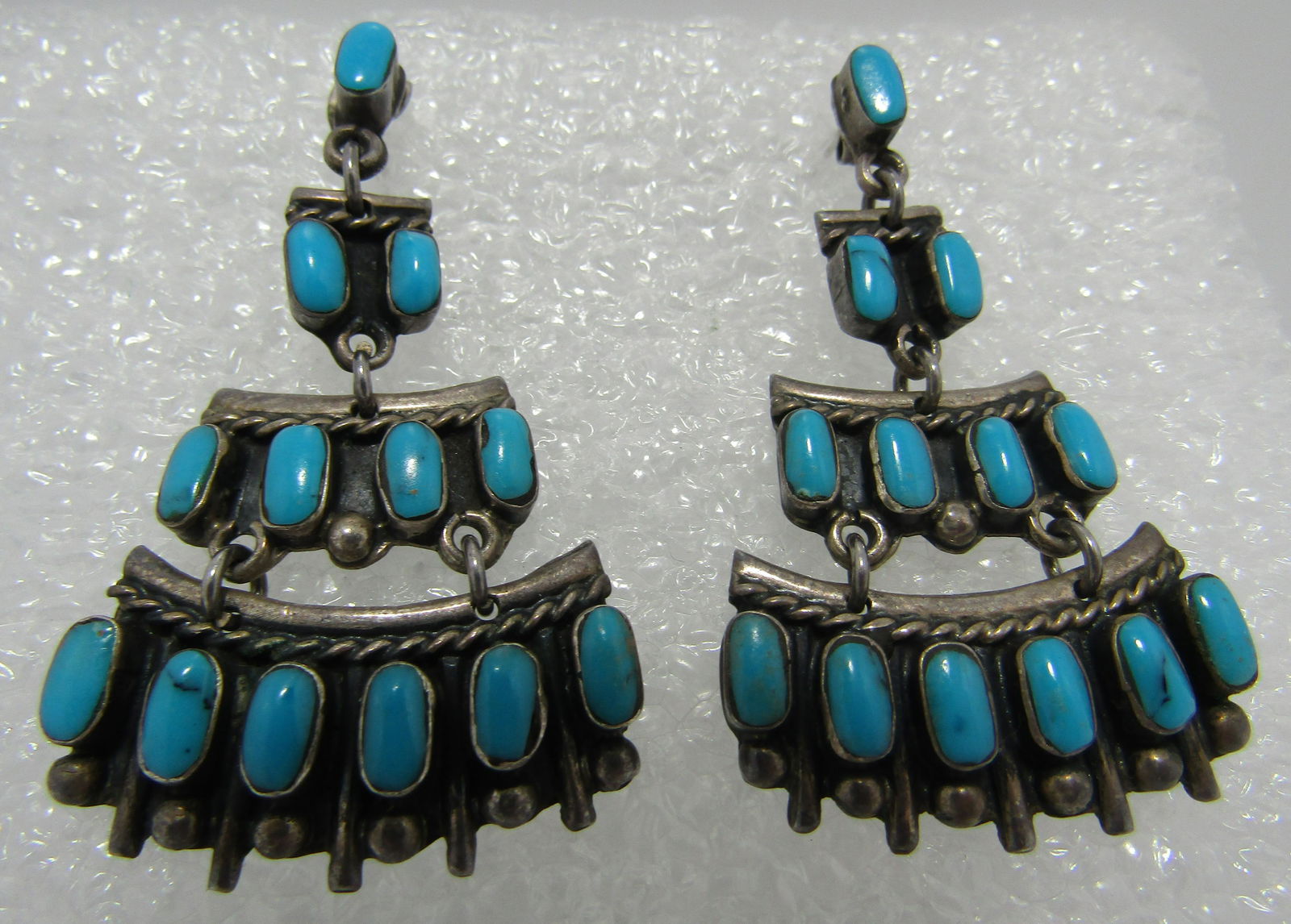 HUGE GEM TURQUOISE EARRINGS STERLING SILVER (1 of 3)