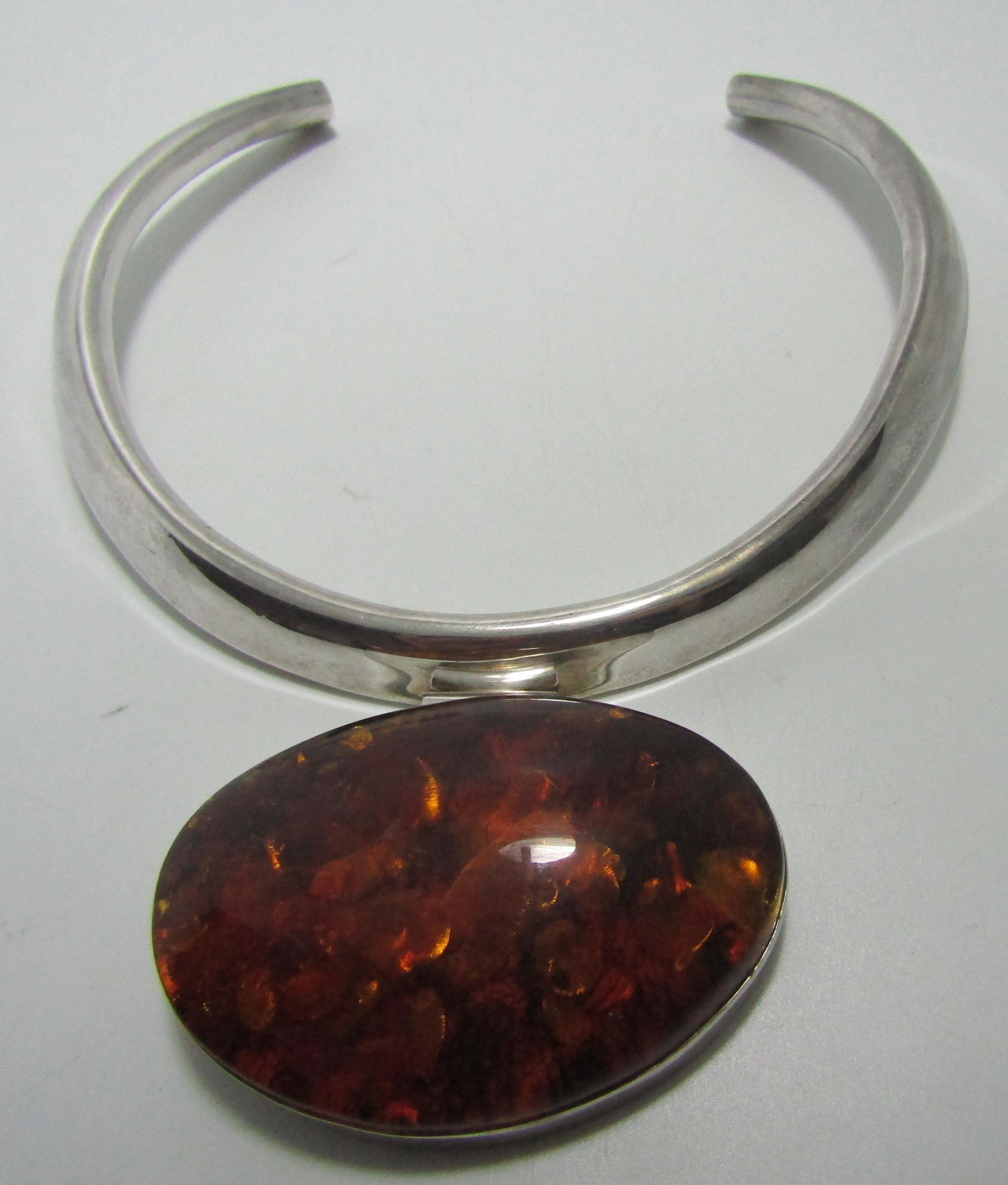 MCM HUGE AMBER COLLAR NECKLACE STERLING SILVER (1 of 4)
