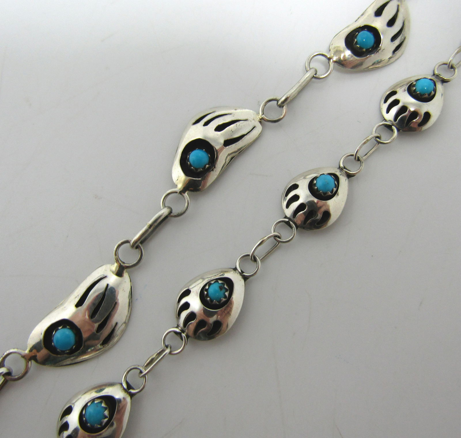 2 BEARPAW STERLING TURQUOISE LINK BRACELET LOT (1 of 6)