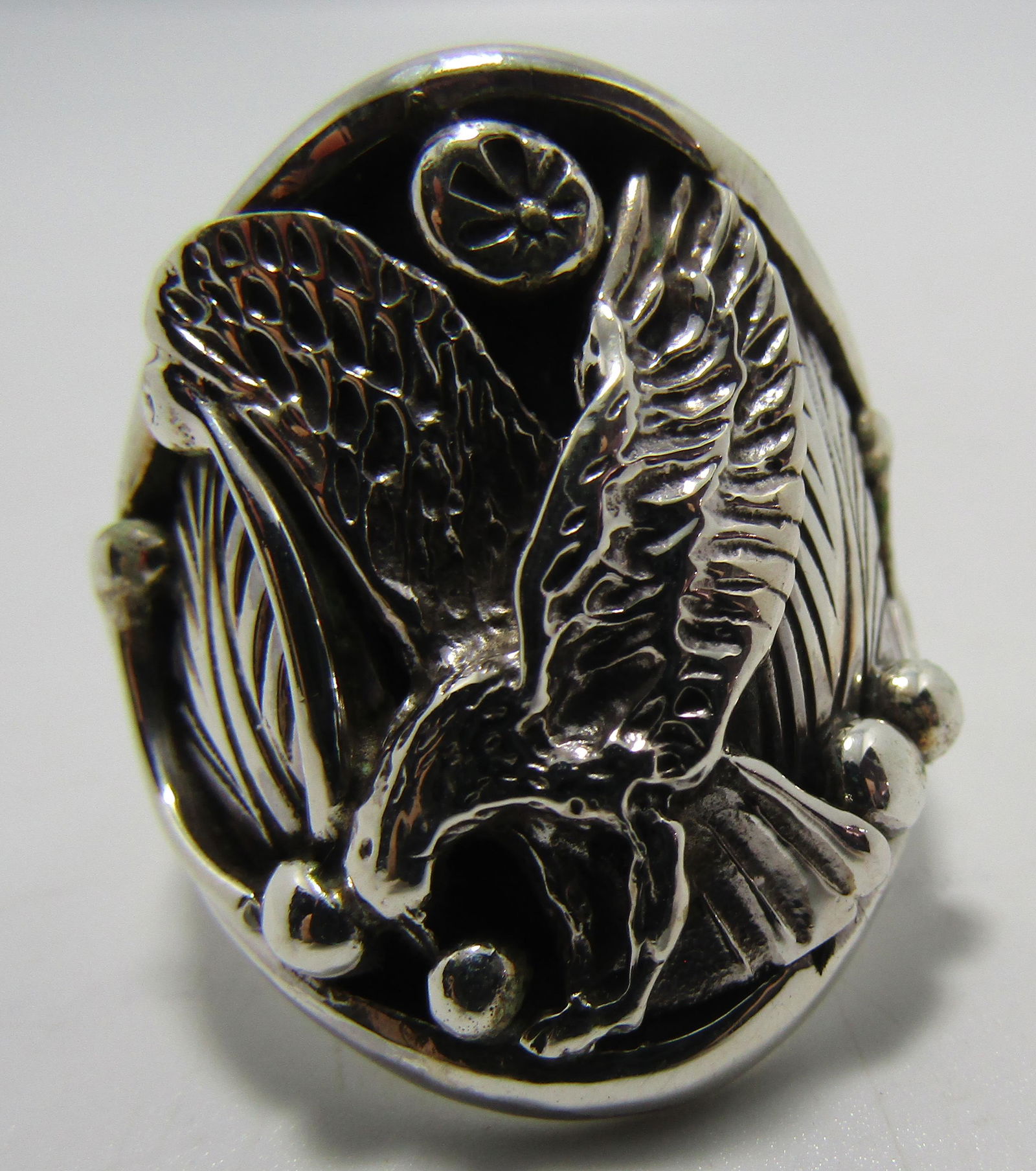 SIGNED LMC EAGLE RING STERLING SILVER SIZE 11 (1 of 3)