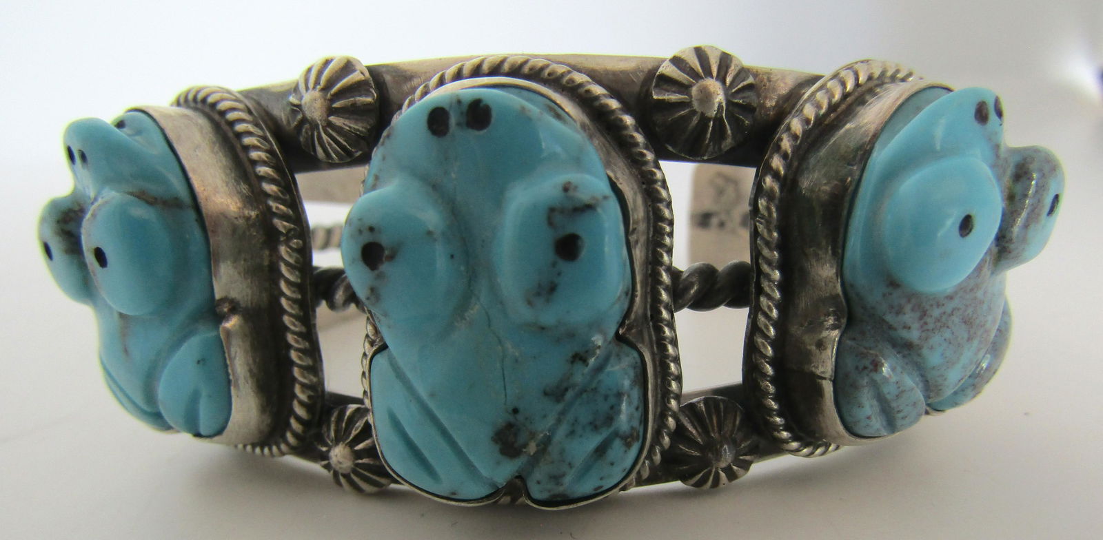 RAMONE FETISH FROG TURQUOIS CUFF BRACELET STERLING (1 of 6)