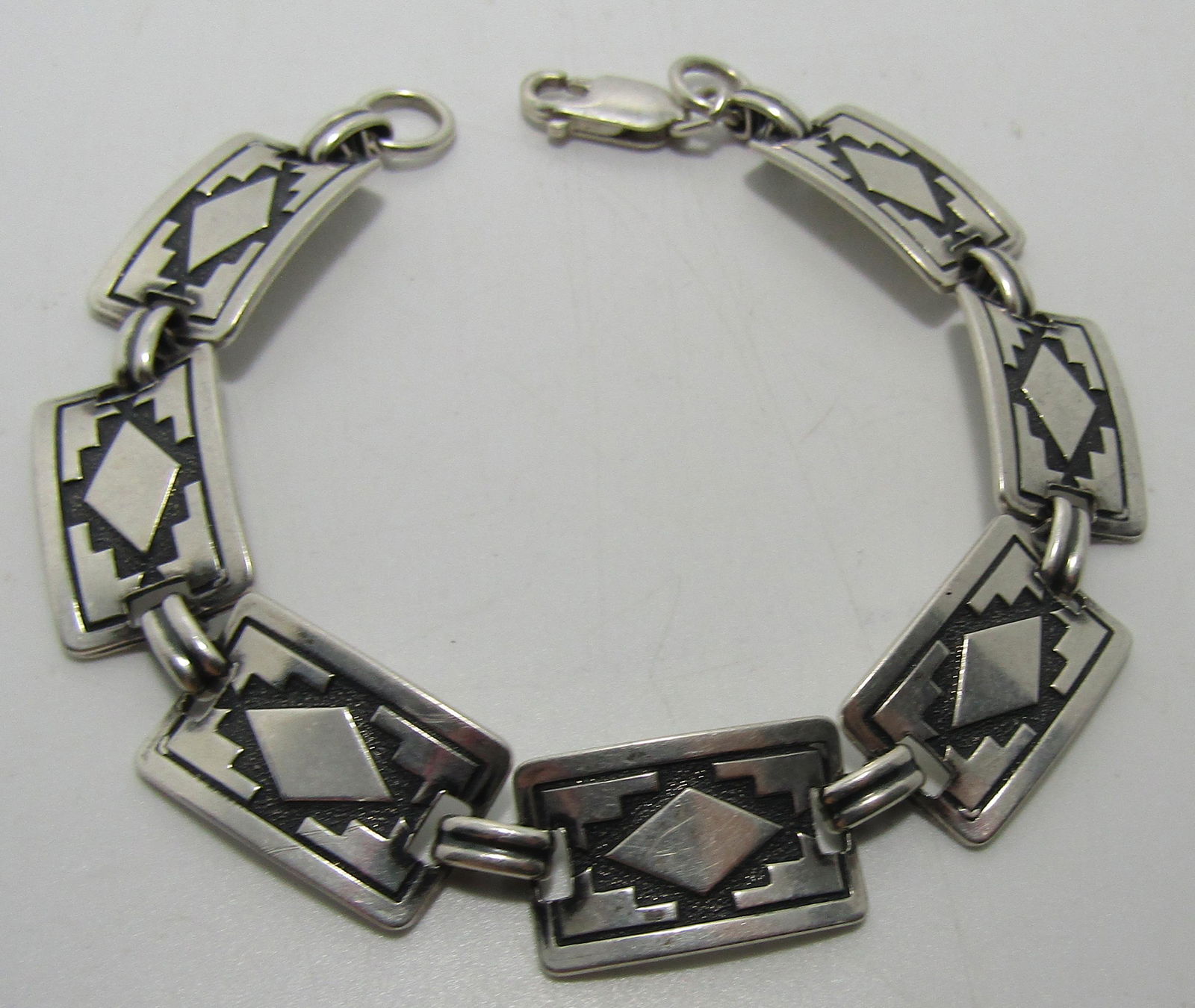 8" NATIVE LINK CHAIN BRACELET STERLING SILVER (1 of 3)