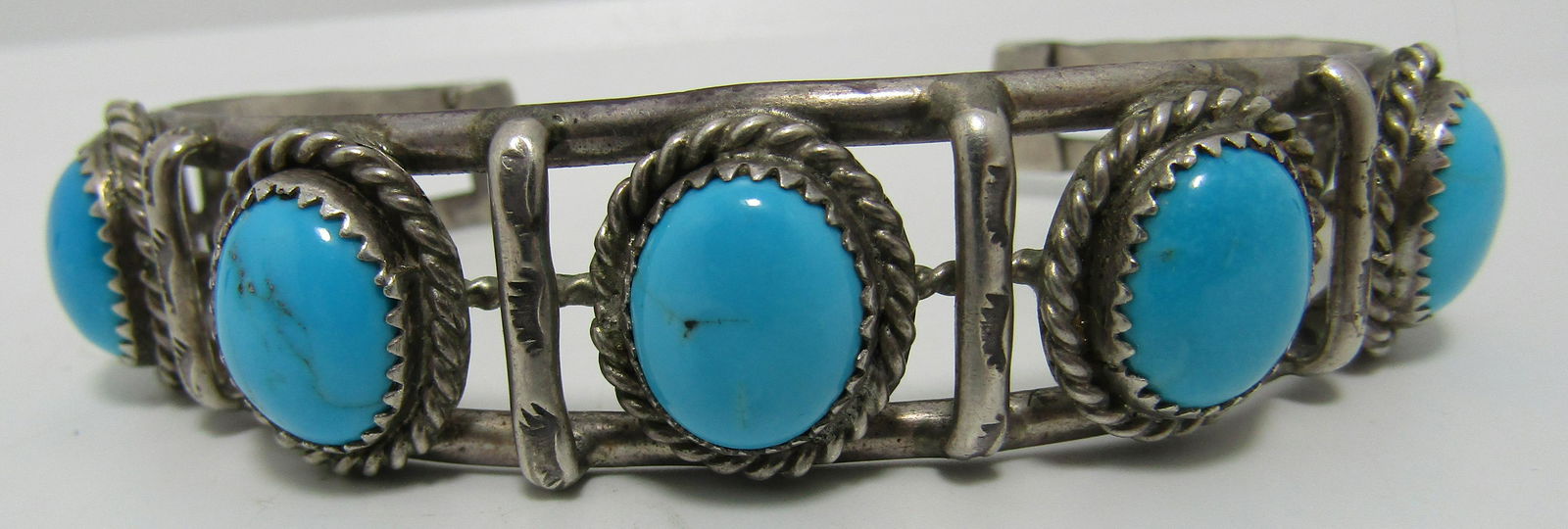 "B" TURQUOISE CUFF BRACELET STERLING SILVER (1 of 6)