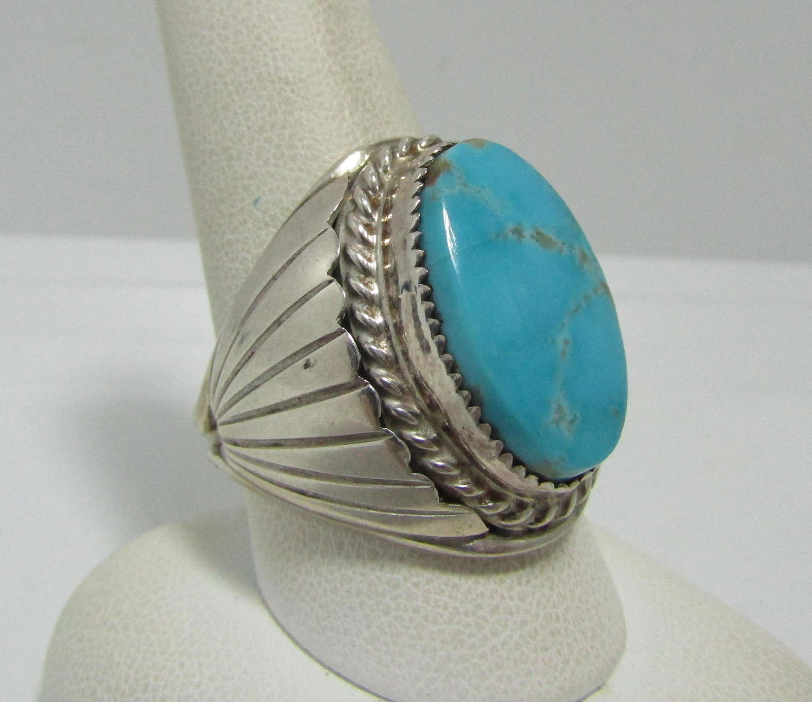 SILVER RAY STERLING TURQUOISE RING SIZE 10.5 (1 of 3)