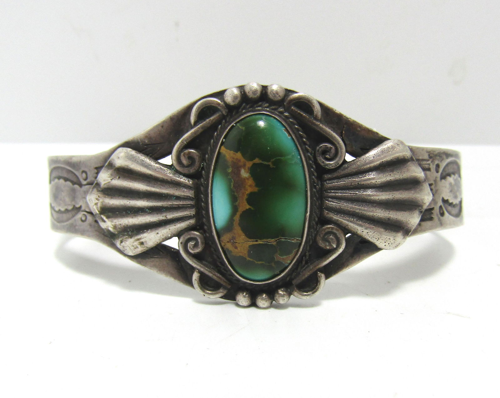FRED HARVEY ERA ROYSTON TURQUOISE STERLING CUFF (1 of 5)