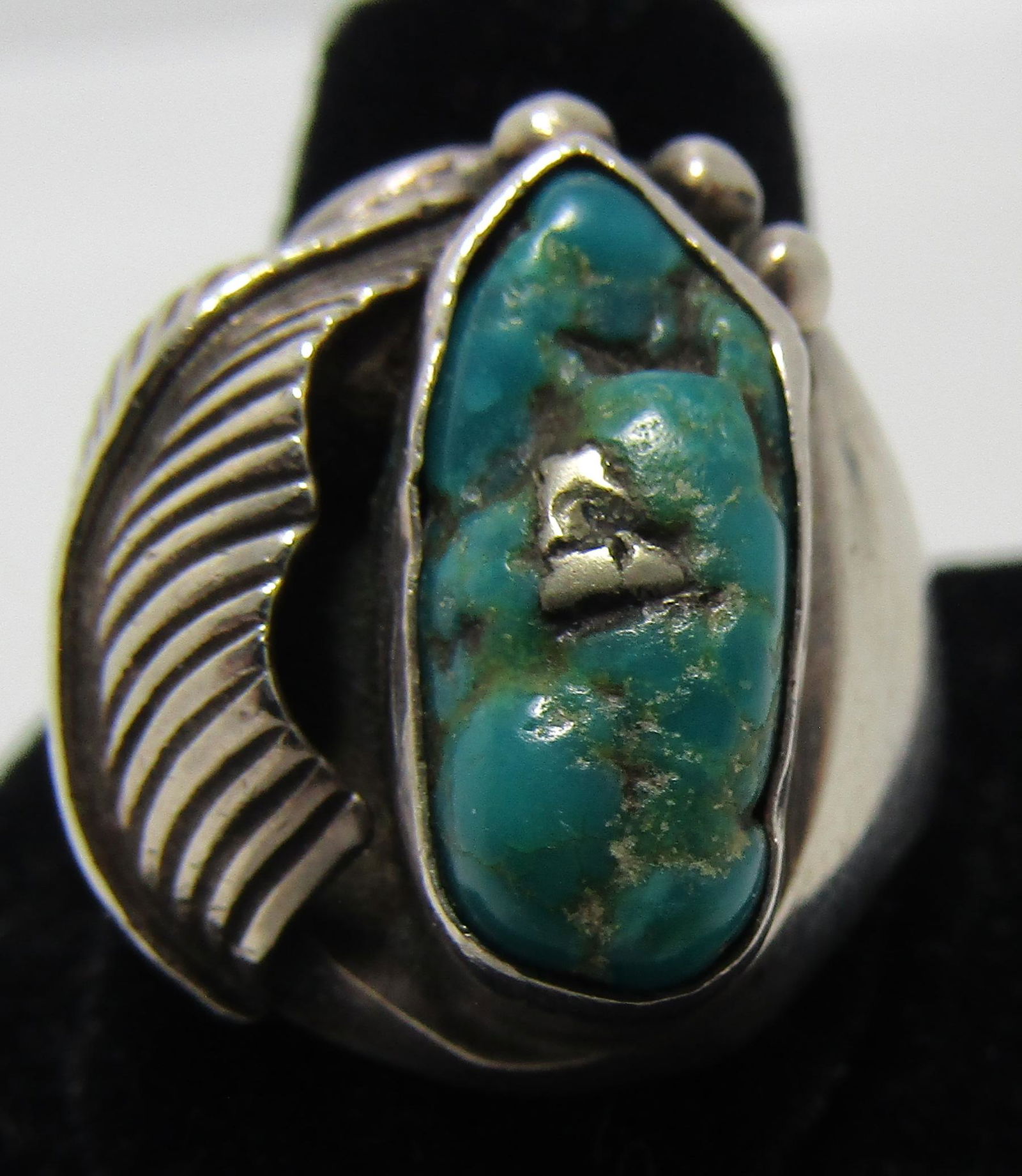 EARLY TURQUOISE RING STERLING SILVER SIZE 11 (1 of 6)