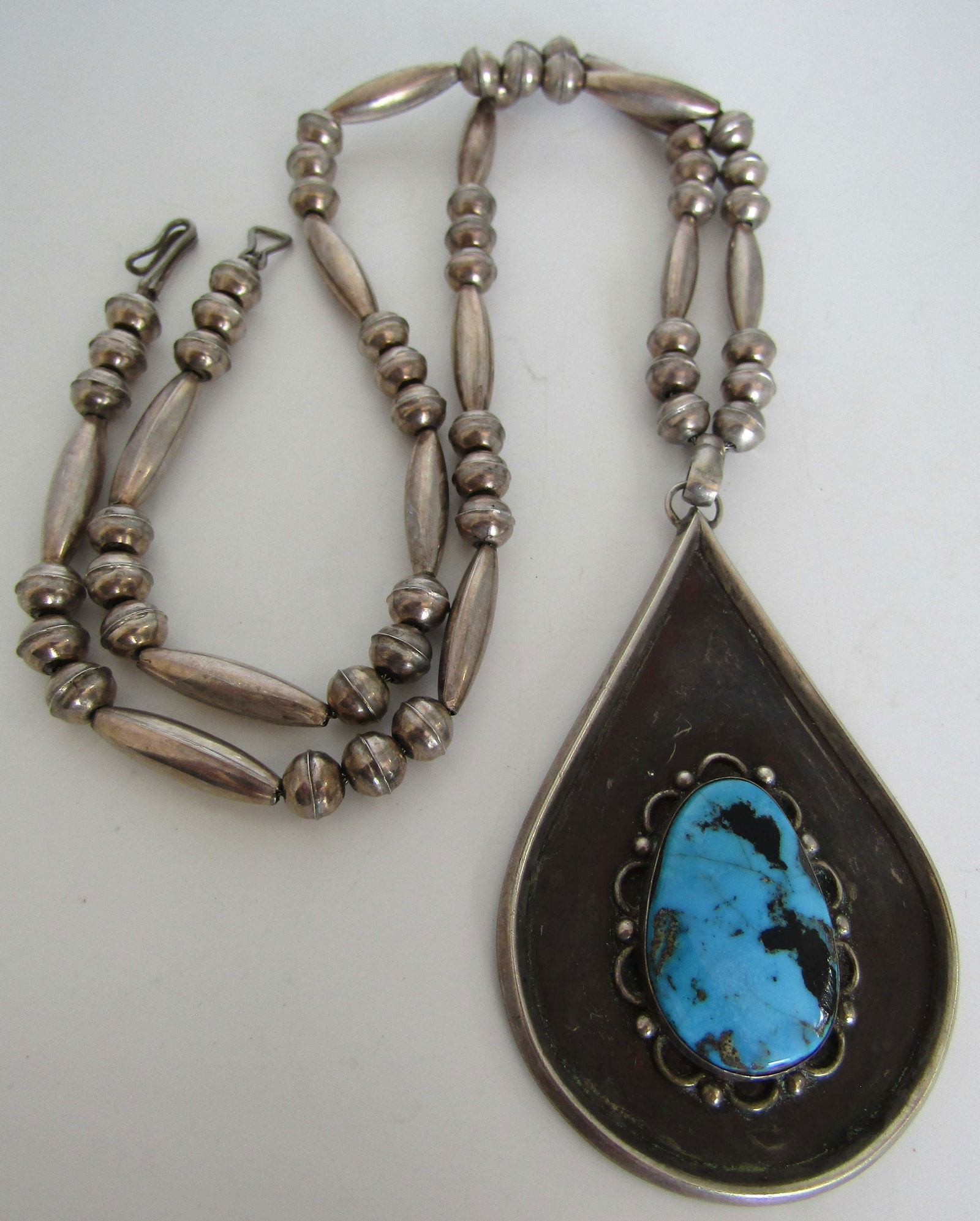TURQUOISE PENDANT BEADED NECKLACE STERLING SILVER (1 of 4)