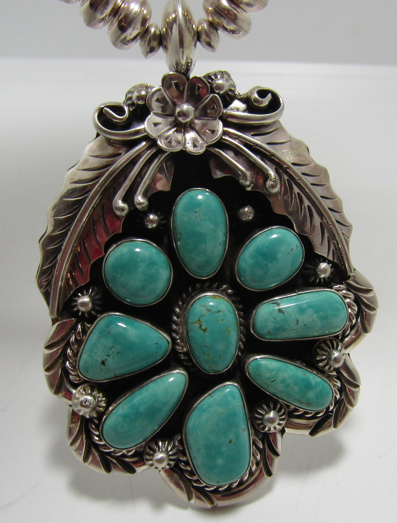 M" STERLING TURQUOISE NAVAJO PEARL NECKLACE SILVER (1 of 6)