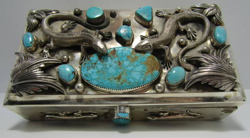 Fabulous San Felipe 8 Turquoise Sterling Silver Gekko Ring Native American Fabulous San Felipe 8 Turquoise Sterling Silver Gekko Ring Native American