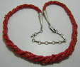 CORAL BEAD NECKLACE 5 STRAND STERLING SILVER 23"
