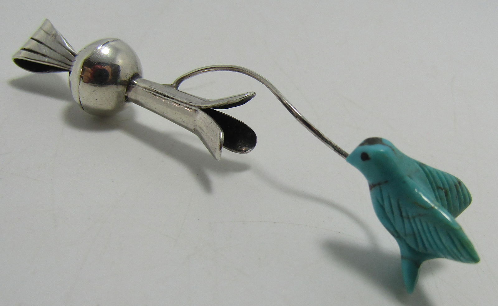 SQUASH BLOSSOM FETISH TURQUOISE STERLING SILVER (1 of 4)