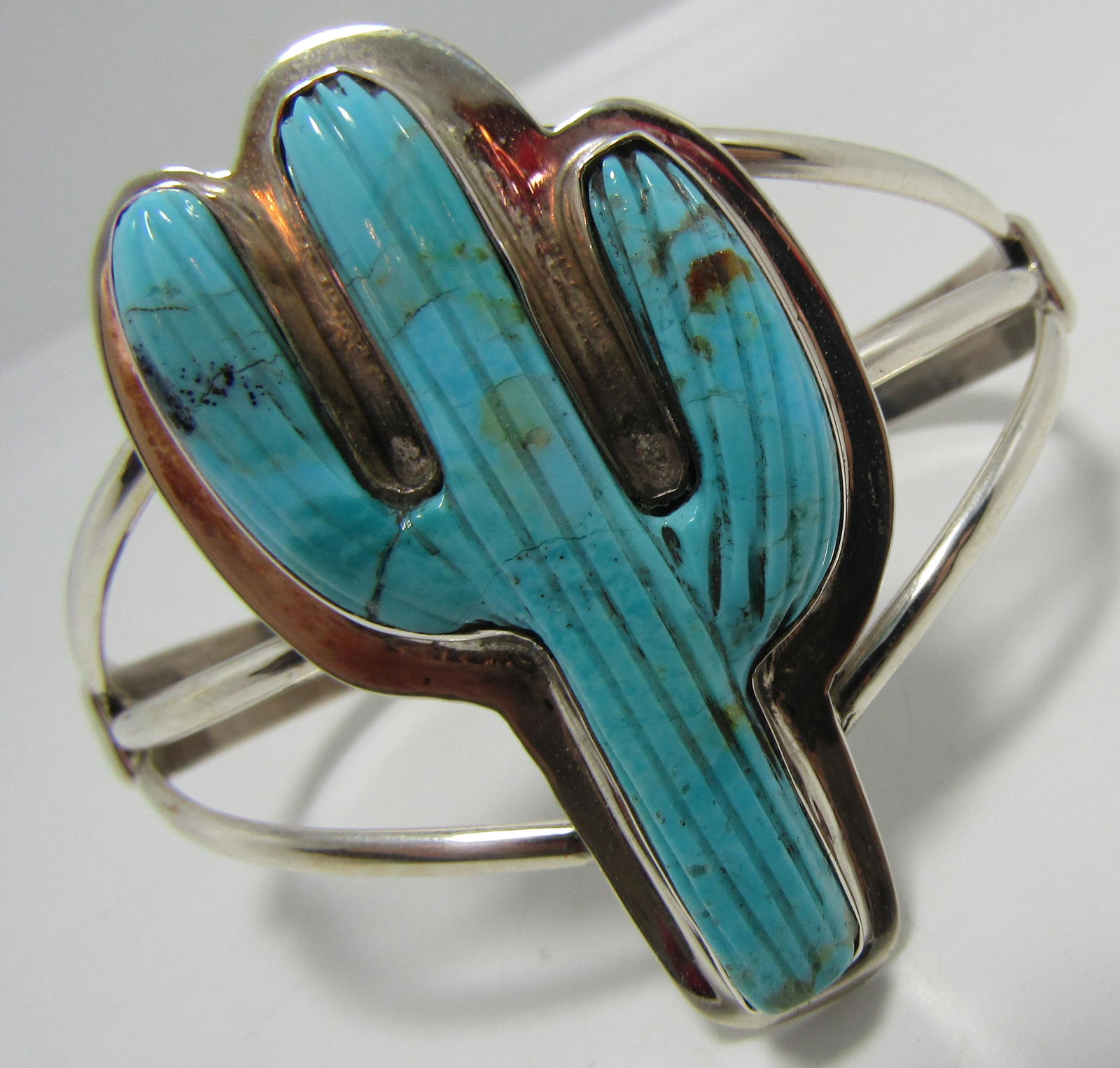 JOHNSON TURQUOISE CUFF BRACELET STERLING SILVER (1 of 4)