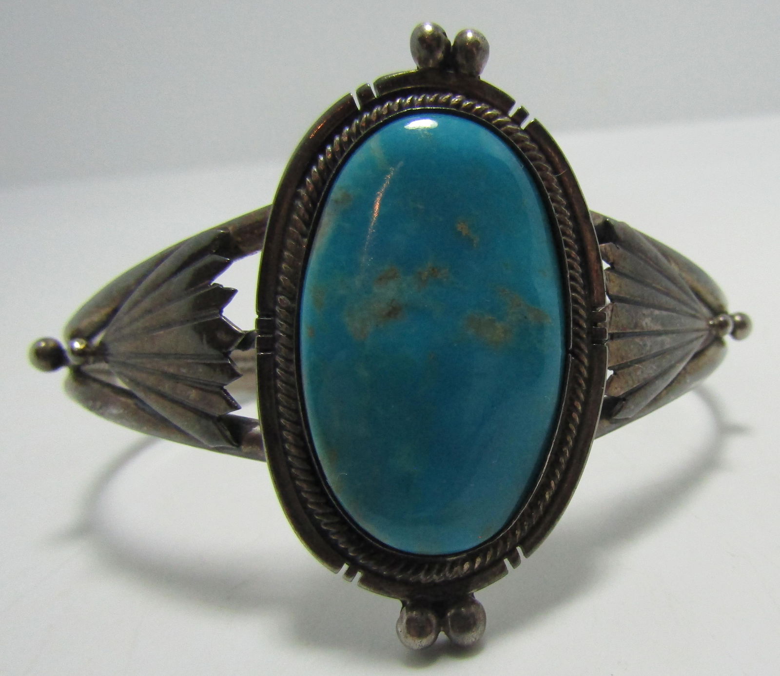 "RB" TURQUOISE CUFF BRACELET STERLING SILVER (1 of 4)