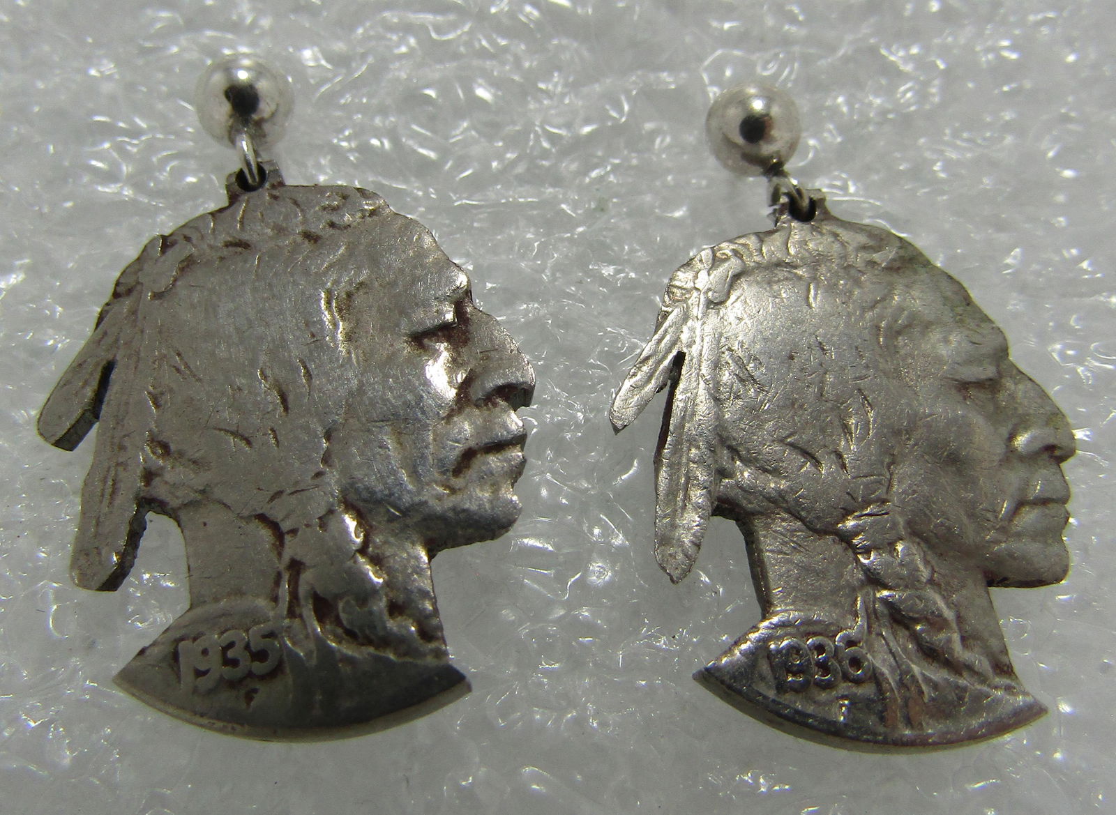 INDIAN HEAD BUFFALO NICKEL EARRINGS COIN STERLING (1 of 2)