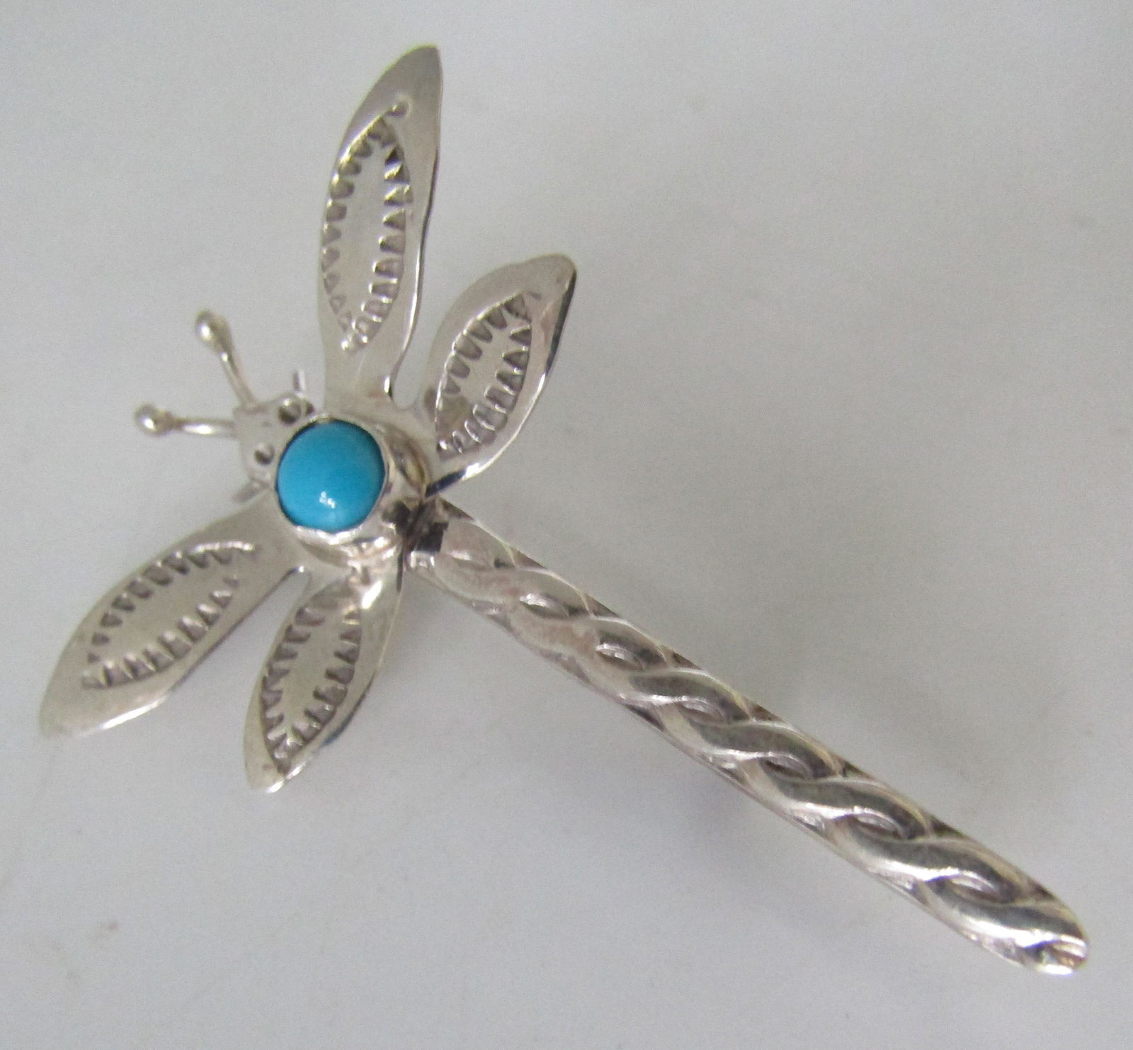 DRAGONFLY TURQUOISE PIN STERLING SILVER BROOCH (1 of 3)