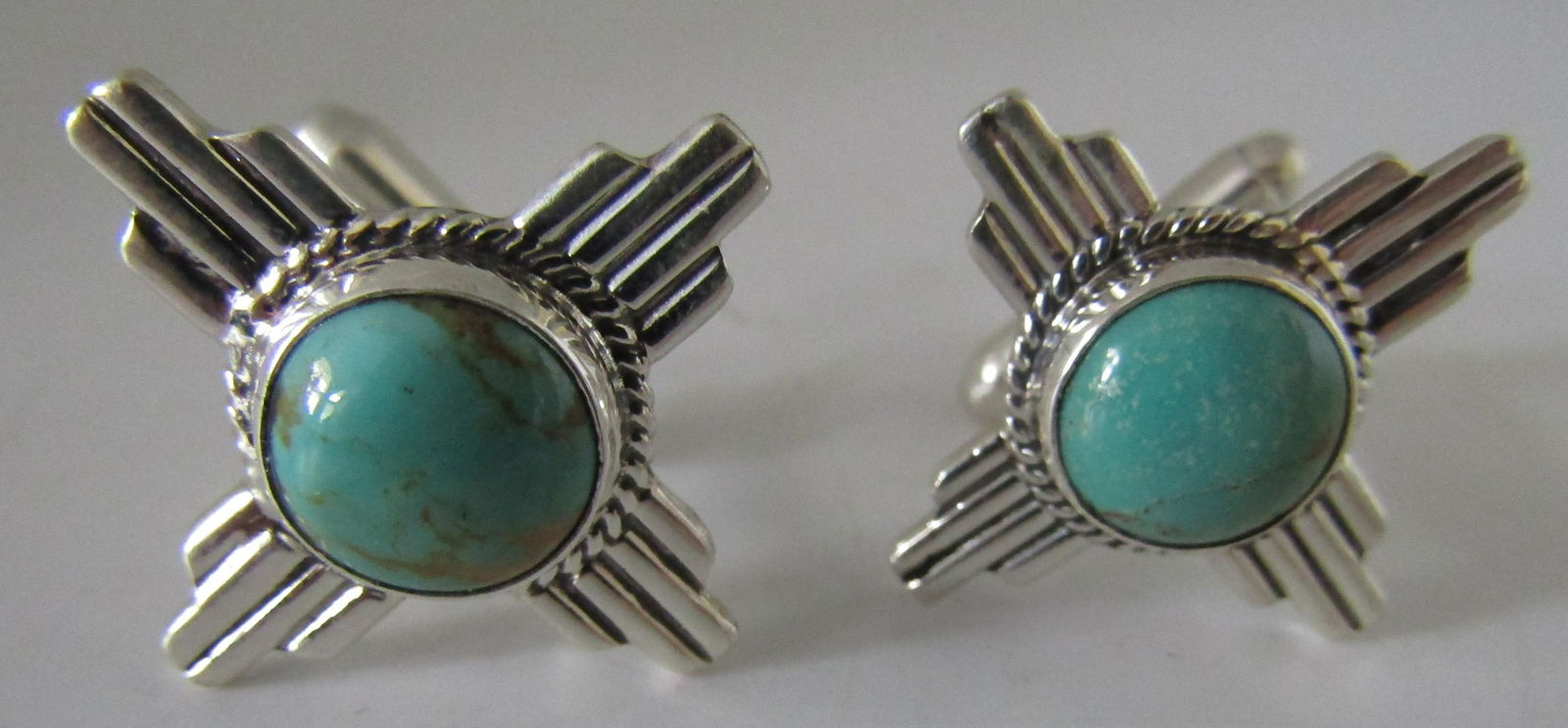 ZIA TURQUOISE CUFFLINKS STERLING SILVER CUFF LINKS (1 of 3)