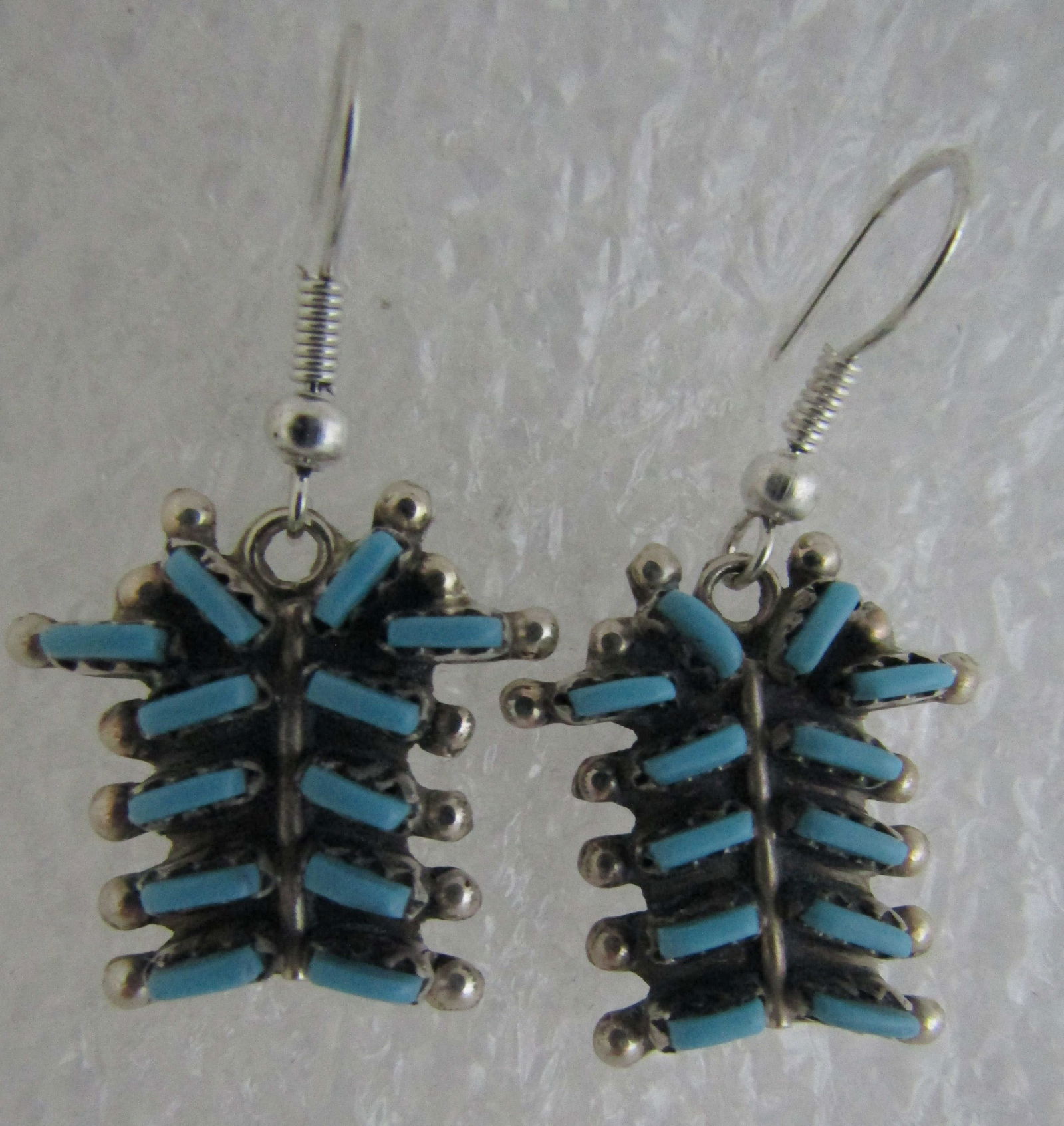 PETIT POINT TURQUOISE EARRINGS STERLING SILVER (1 of 3)