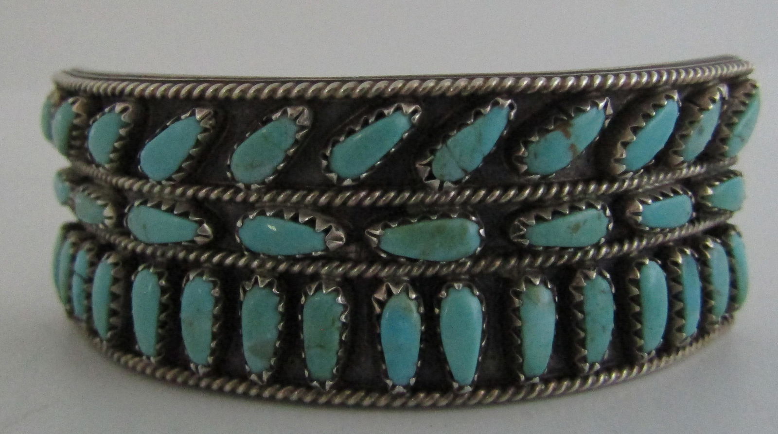 "IH" PETIT POINT TURQUOISE CUFF BRACELET STERLING (1 of 3)