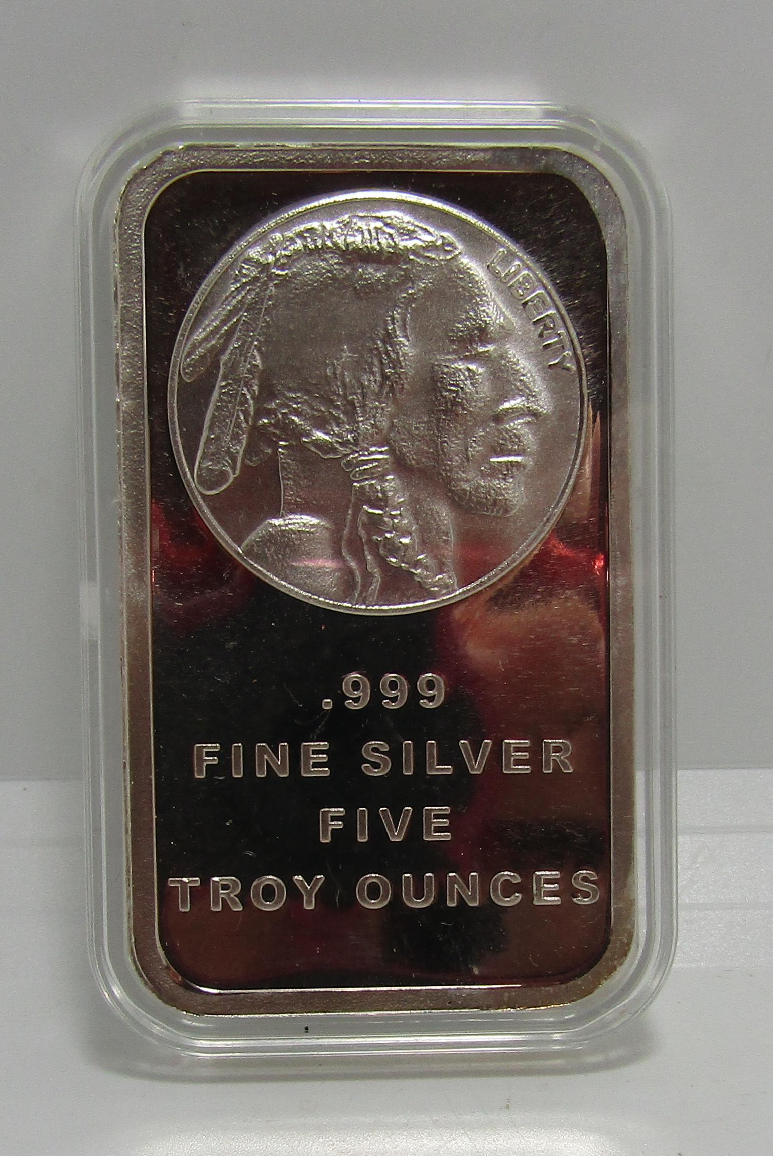 5 OZ PURE SILVER BAR 999 INGOT (1 of 2)