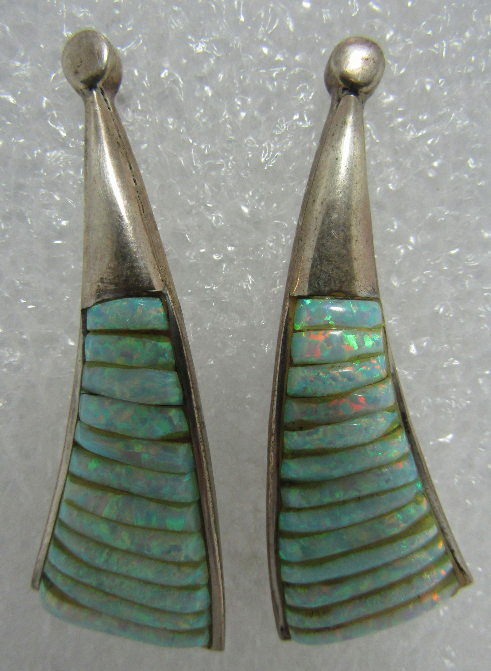 WOW FIRE OPAL COBBLESTONE EARRINGS STERLING SILVER (1 of 2)