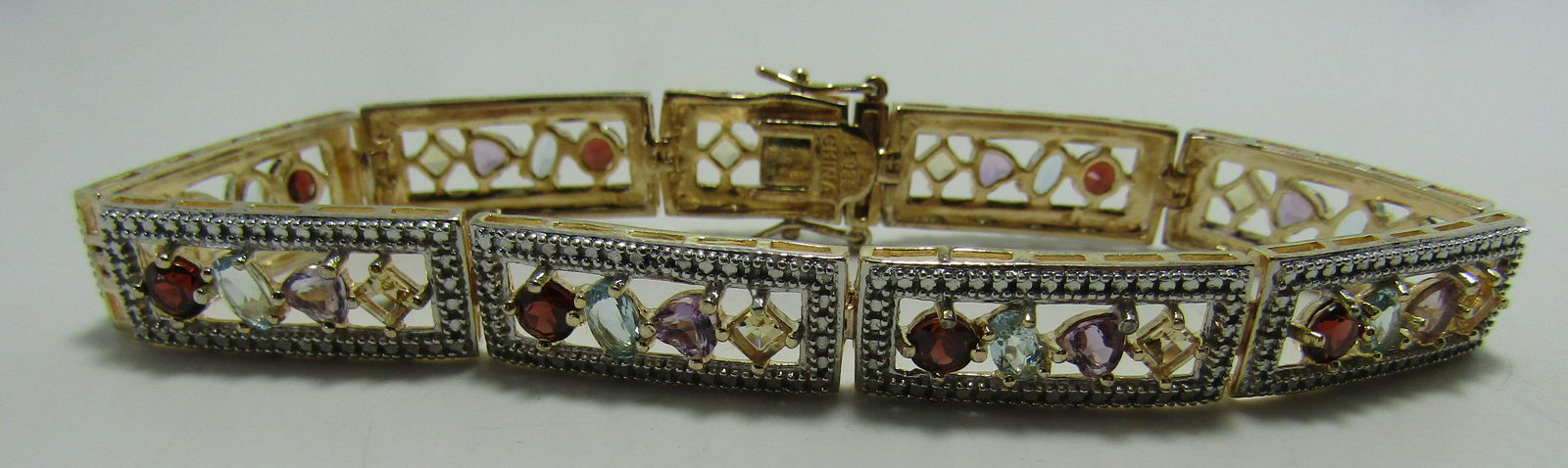 MULTIGEM BRACELET GOLD ON STERLING SILVER (1 of 3)