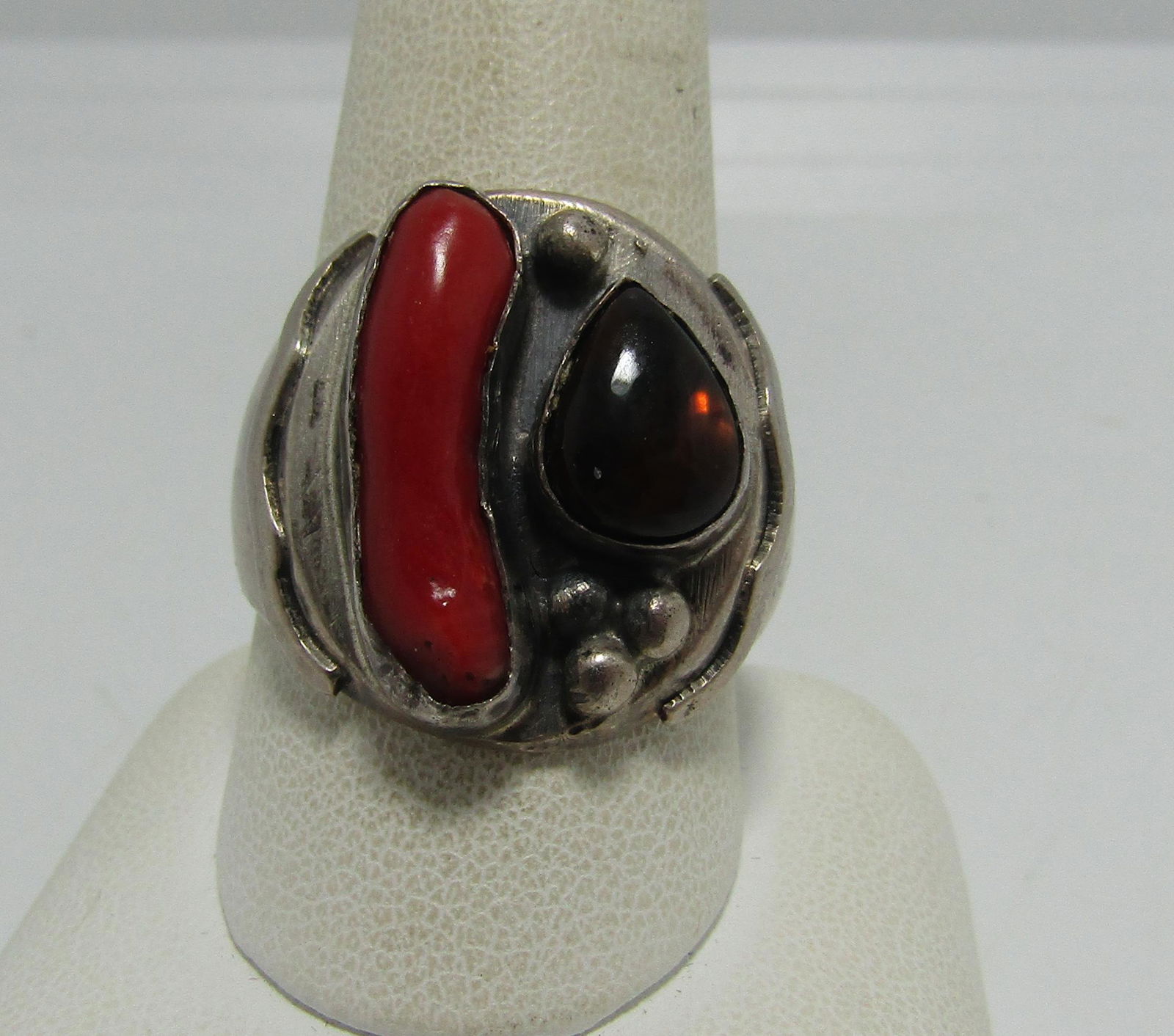 UNIQUE BRANCH CORAL FIRE AGATE STERLING RING SZ10 (1 of 3)