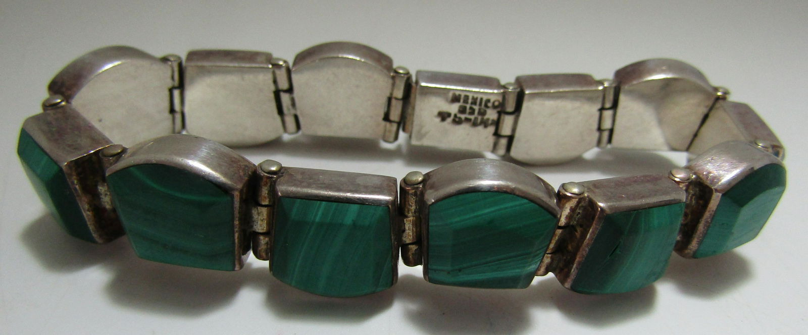 TAXCO MALACHITE BRACELET STERLING SILVER 49 GRAMS (1 of 3)