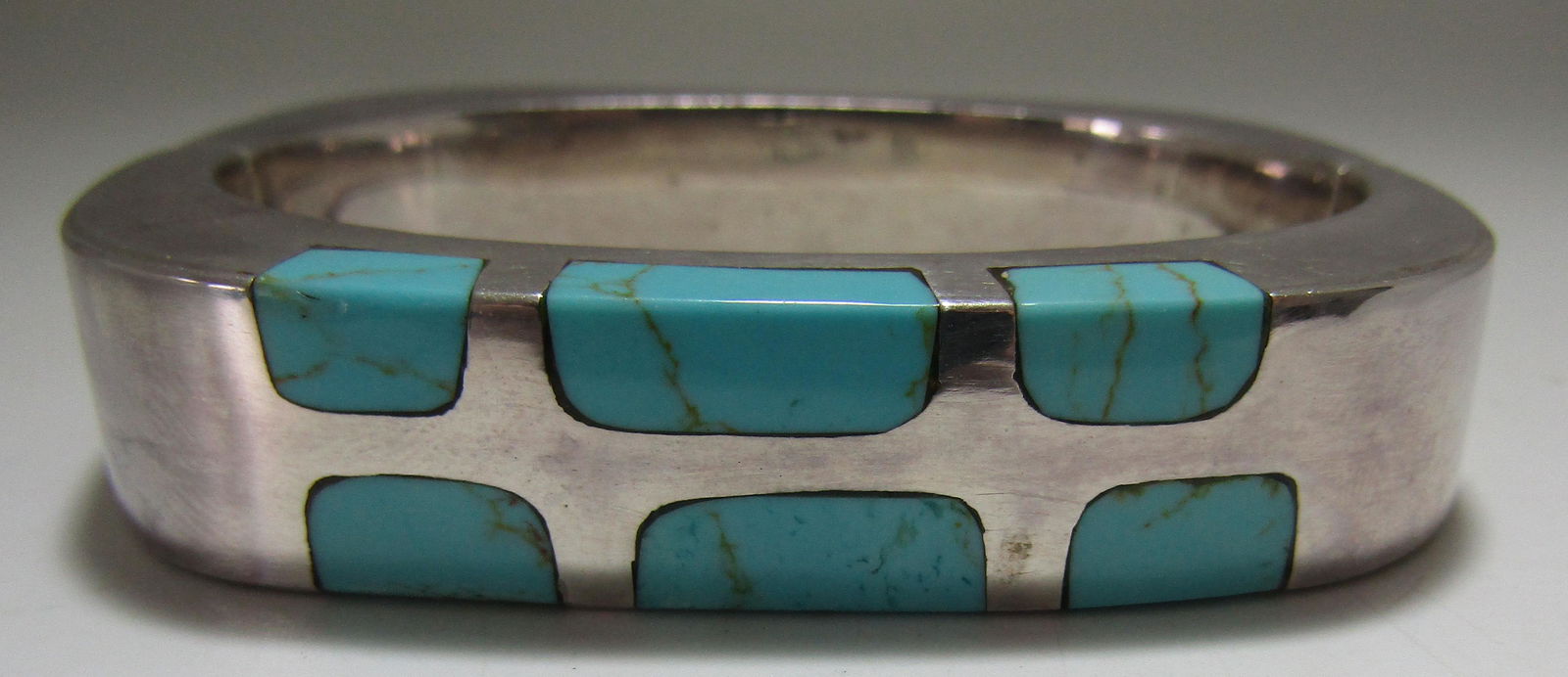 TURQUOISE BANGLE BRACELET STERLING SILVER 63GRAM (1 of 6)