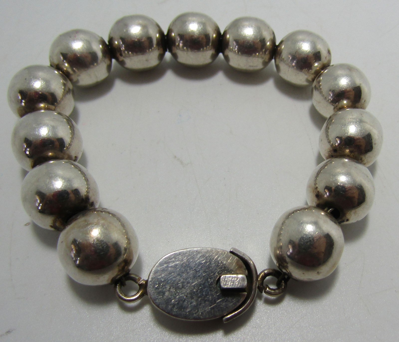 12MM BEAD BRACELET STERLING SILVER MEXICO (1 of 3)