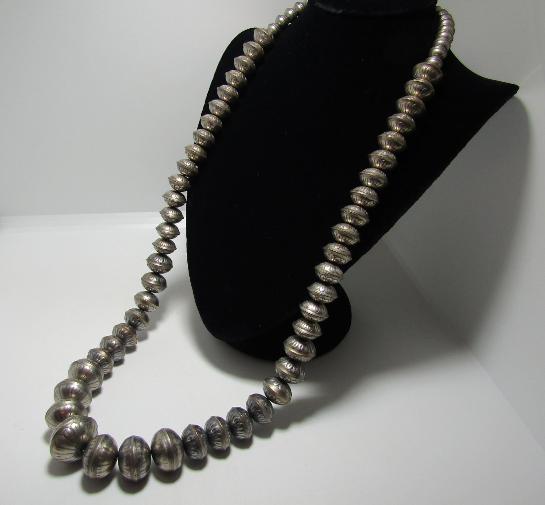268 GRAM STERLING NAVAJO PEARL BEAD NECKLACE 37" (1 of 6)