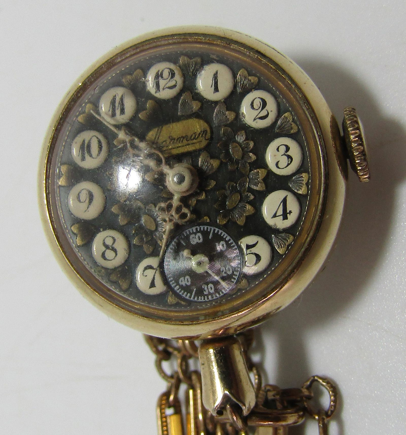 HARMAN SKELETON BALL WATCH NECKLACE GF 30" CHAIN (1 of 3)