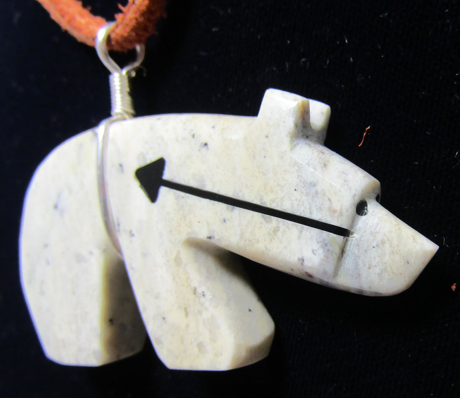 EVERETT PINO BEAR FETISH STERLING NECKLACE LEATHER (1 of 3)