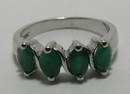 "TGGC" GENUINE 4 EMERALD RING STERLING SILVER SZ 7