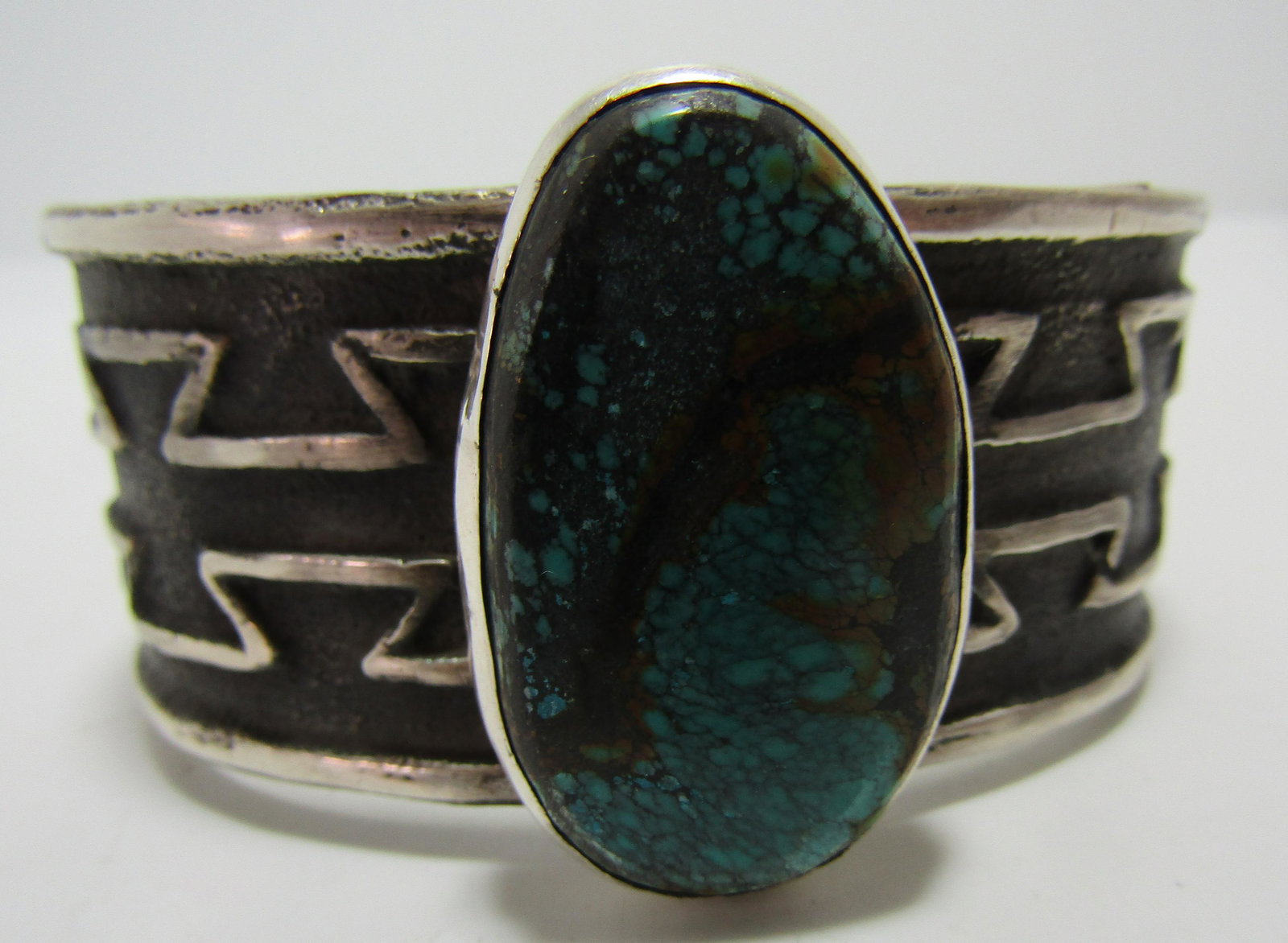SPIDERWEB TURQUOISE CUFF BRACELET STERLING SILVER (1 of 3)