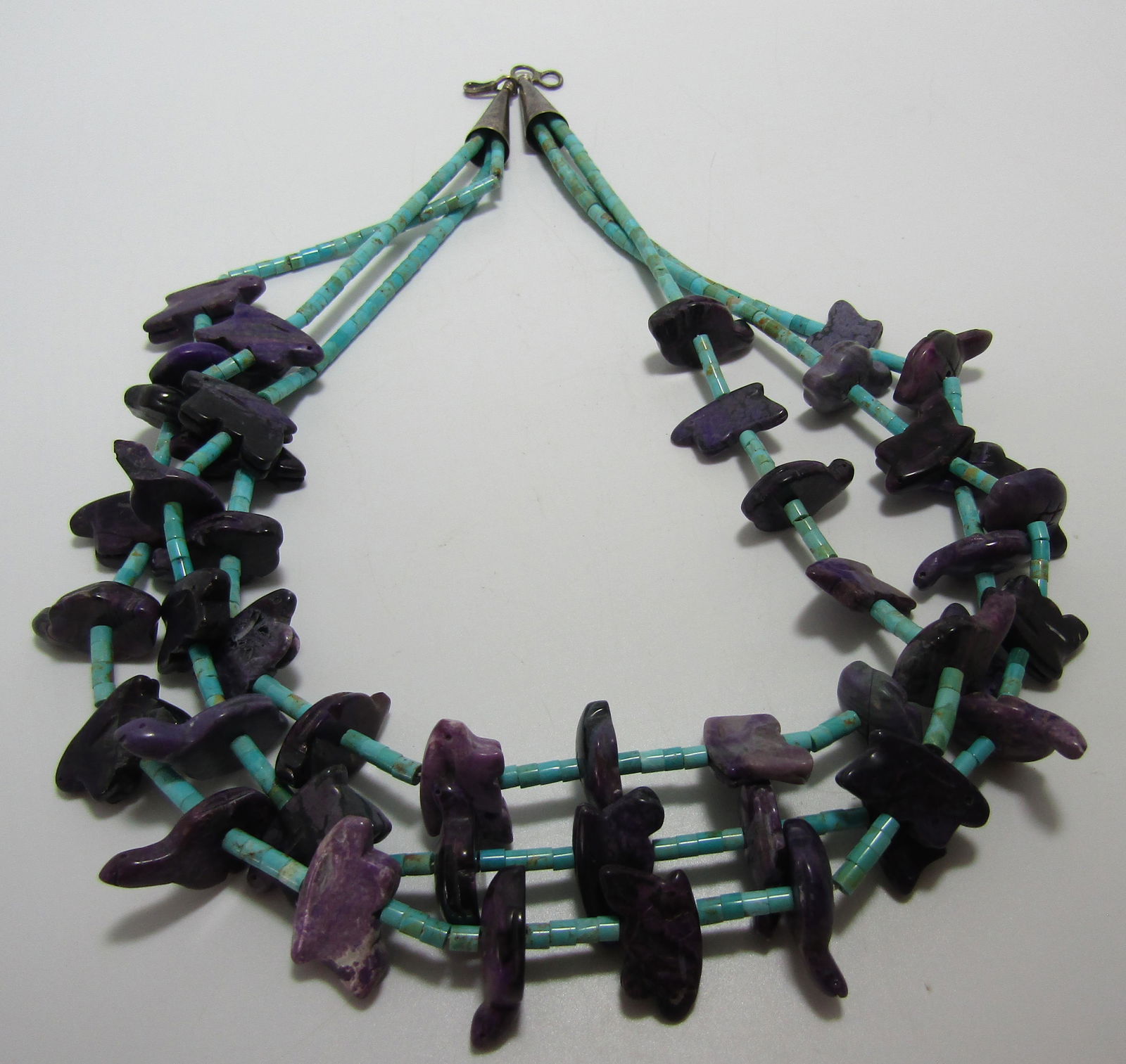 SUGILITE TURQUOISE FETISH NECKLACE STERLING SILVER (1 of 3)