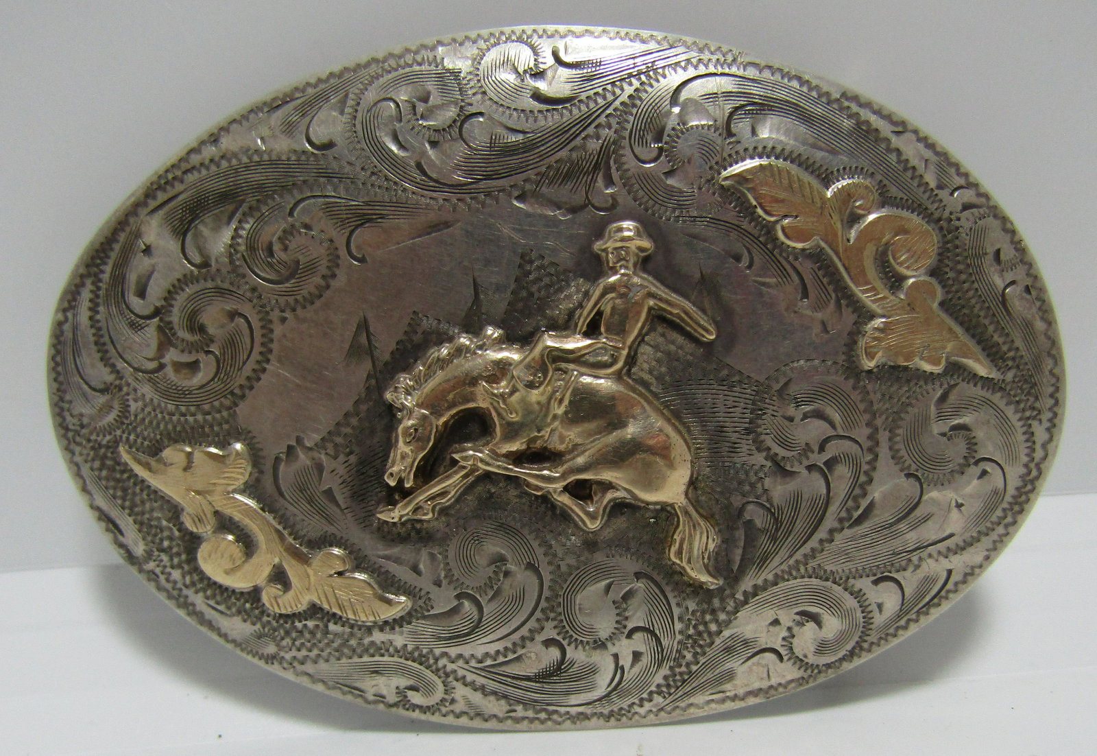 SOLID 14K GOLD & STERLING SILVER BELT BUCKLE SMITH (1 of 5)