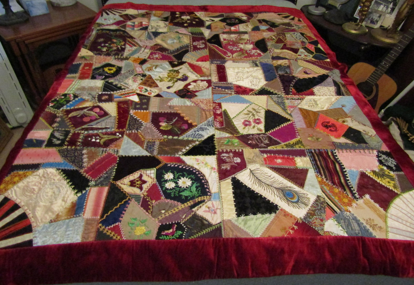 FABULOUS ANTIQUE CRAZY QUILT NEEDLEPOINT FOLK ART (1 of 11)