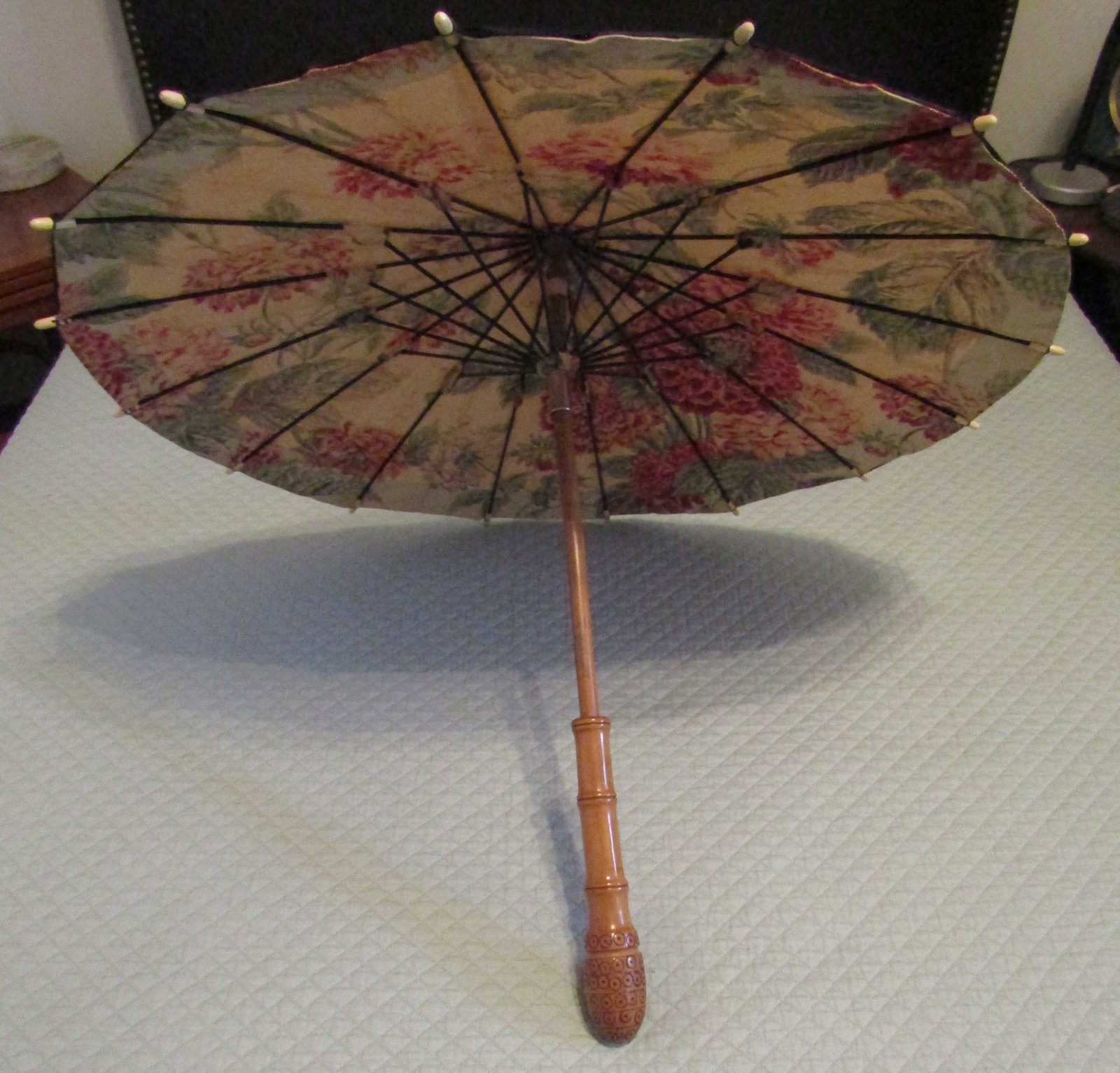 ANTIQUE TILTING PARASOL UMBRELLA VICTORIAN WOOD (1 of 6)