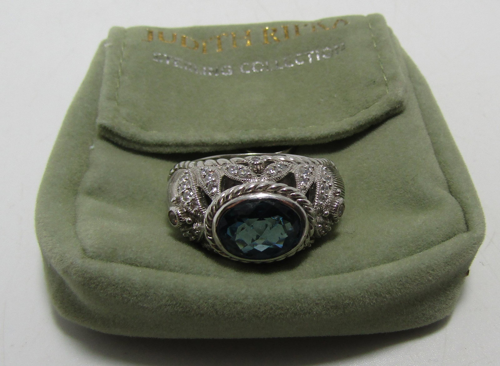 JUDITH RIPKA RING LONDON BLUE TOPAZ STERLING SILVE (1 of 6)