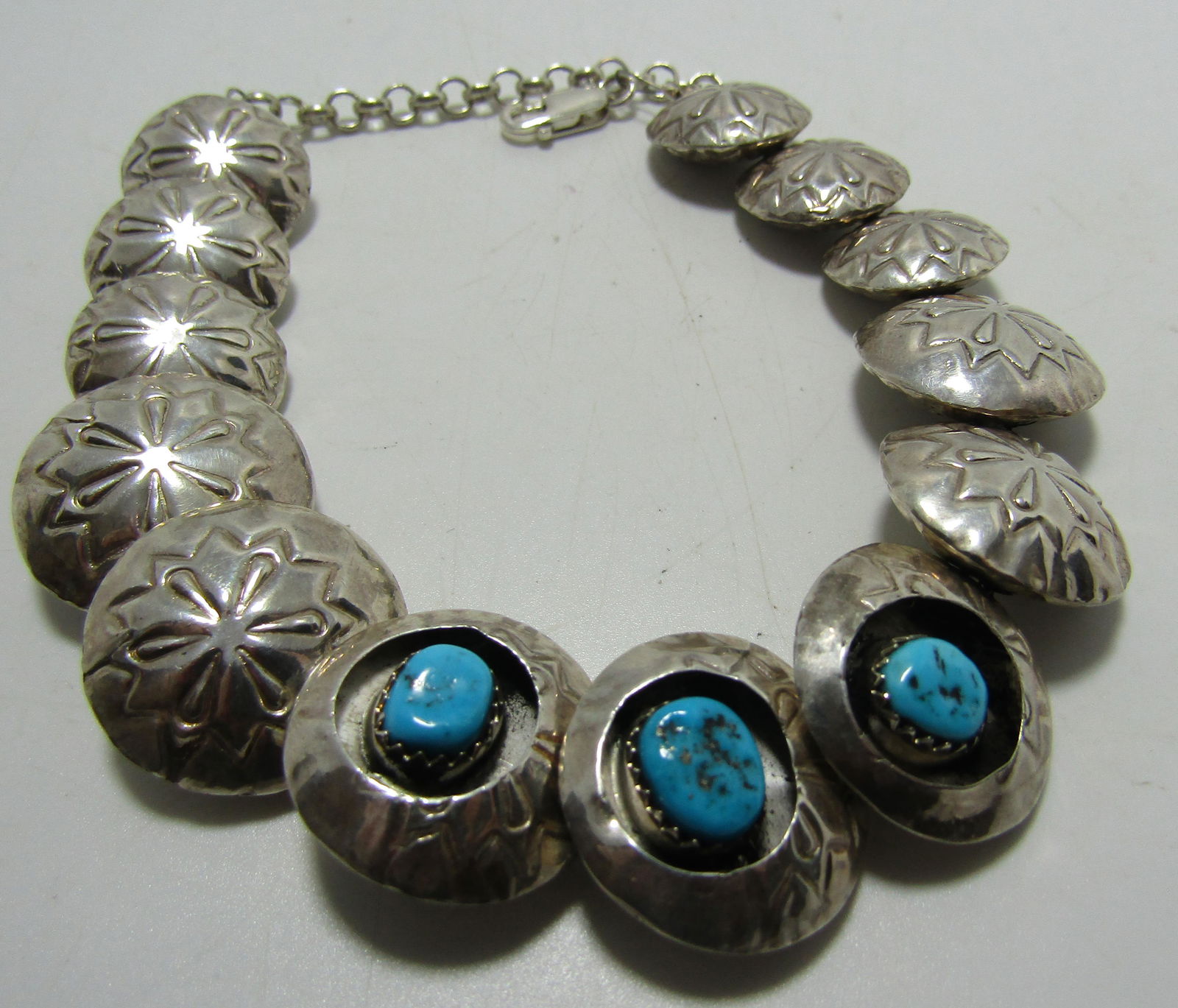 9" TURQUOISE NAVAJO PEARL BRACELET STERLING SILVER (1 of 3)