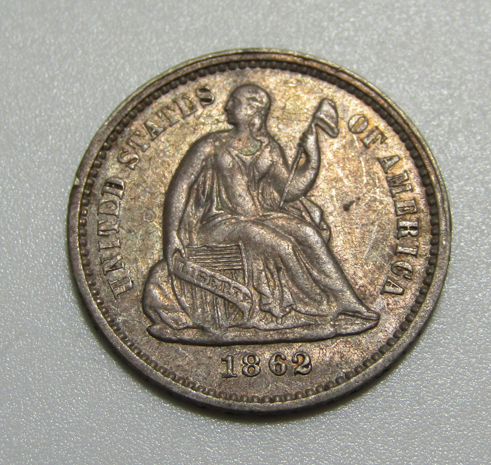 1862 US SILVER DIME LOVE TOKEN (1 of 2)